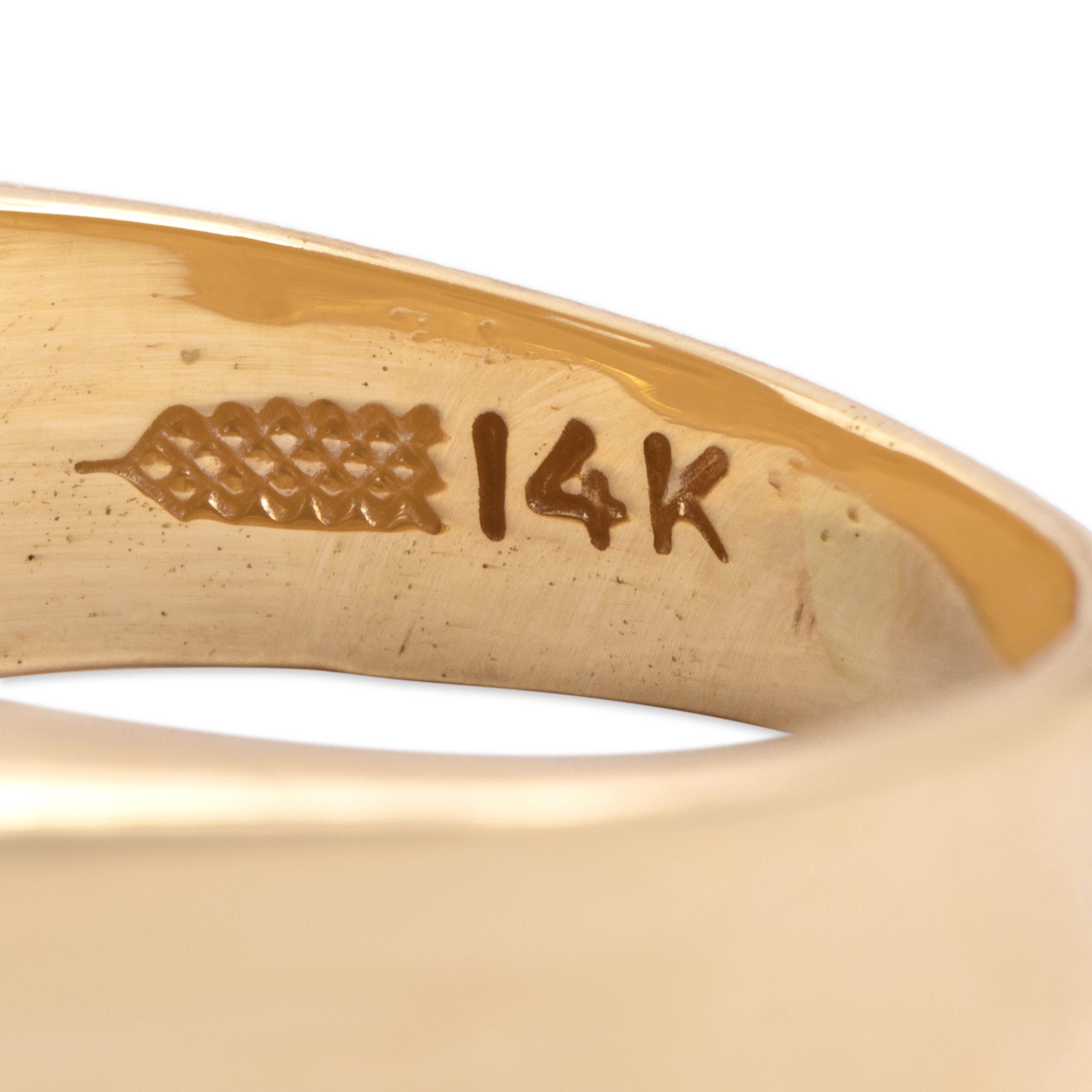Vintage 14k Yellow Gold Onyx Diamond Bold Geometric Bar Ring - Hallmark view