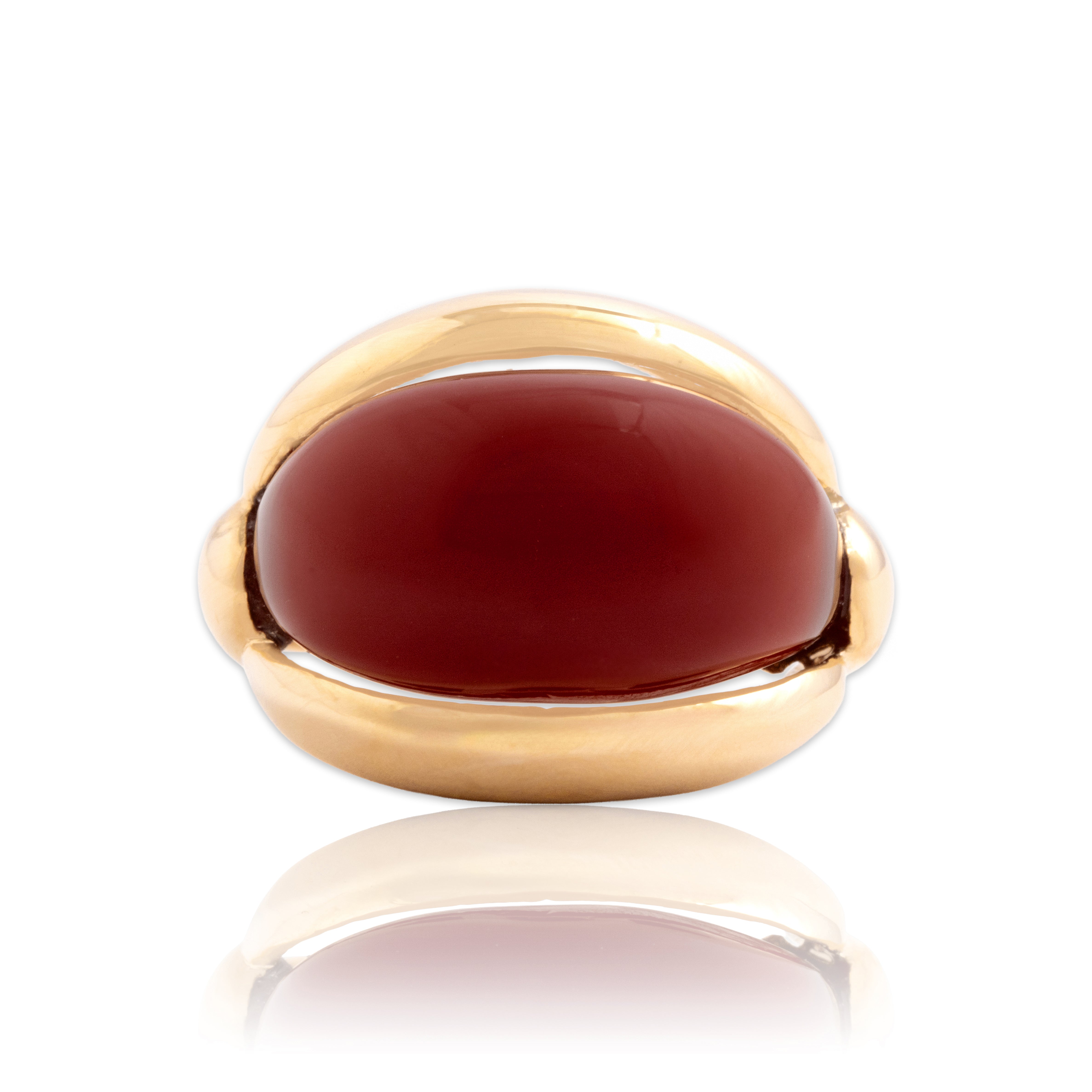 Vintage 14k Yellow Gold 12.07ct Carnelian Gleaming Bold Dome Statement Ring 10.25