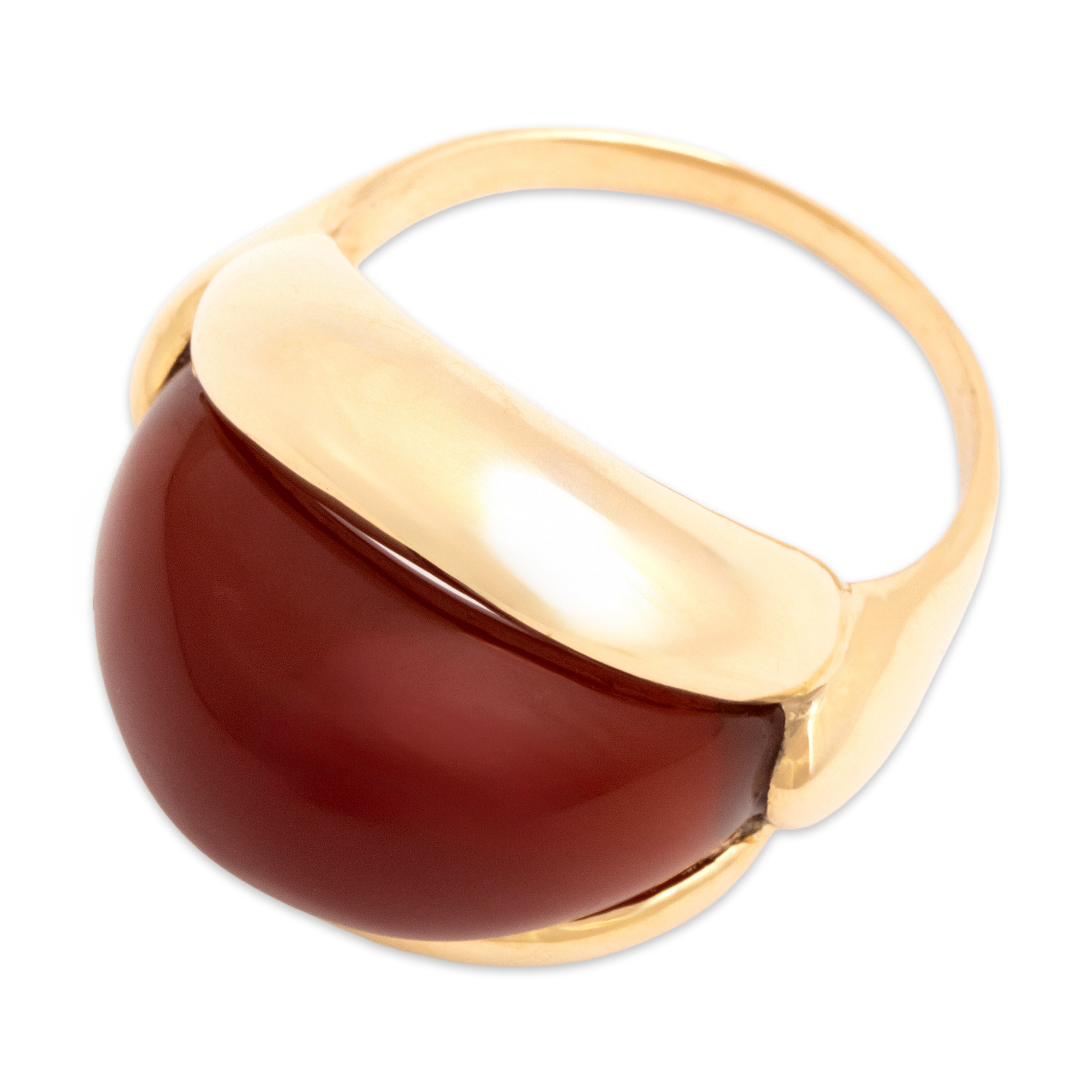 Vintage 14k Yellow Gold 12.07ct Carnelian Gleaming Bold Dome Statement Ring 10.25