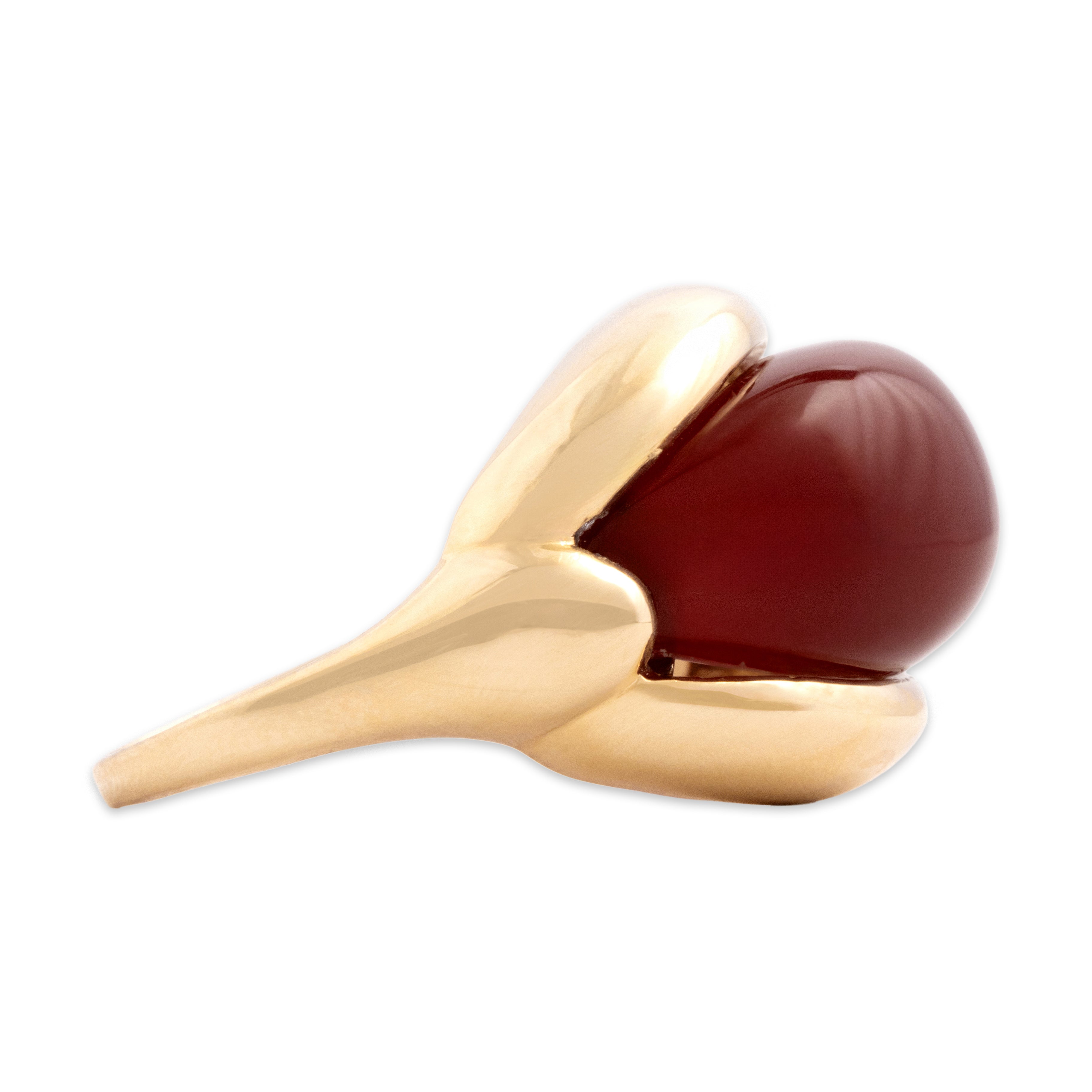 Vintage 14k Yellow Gold 12.07ct Carnelian Gleaming Bold Dome Statement Ring 10.25
