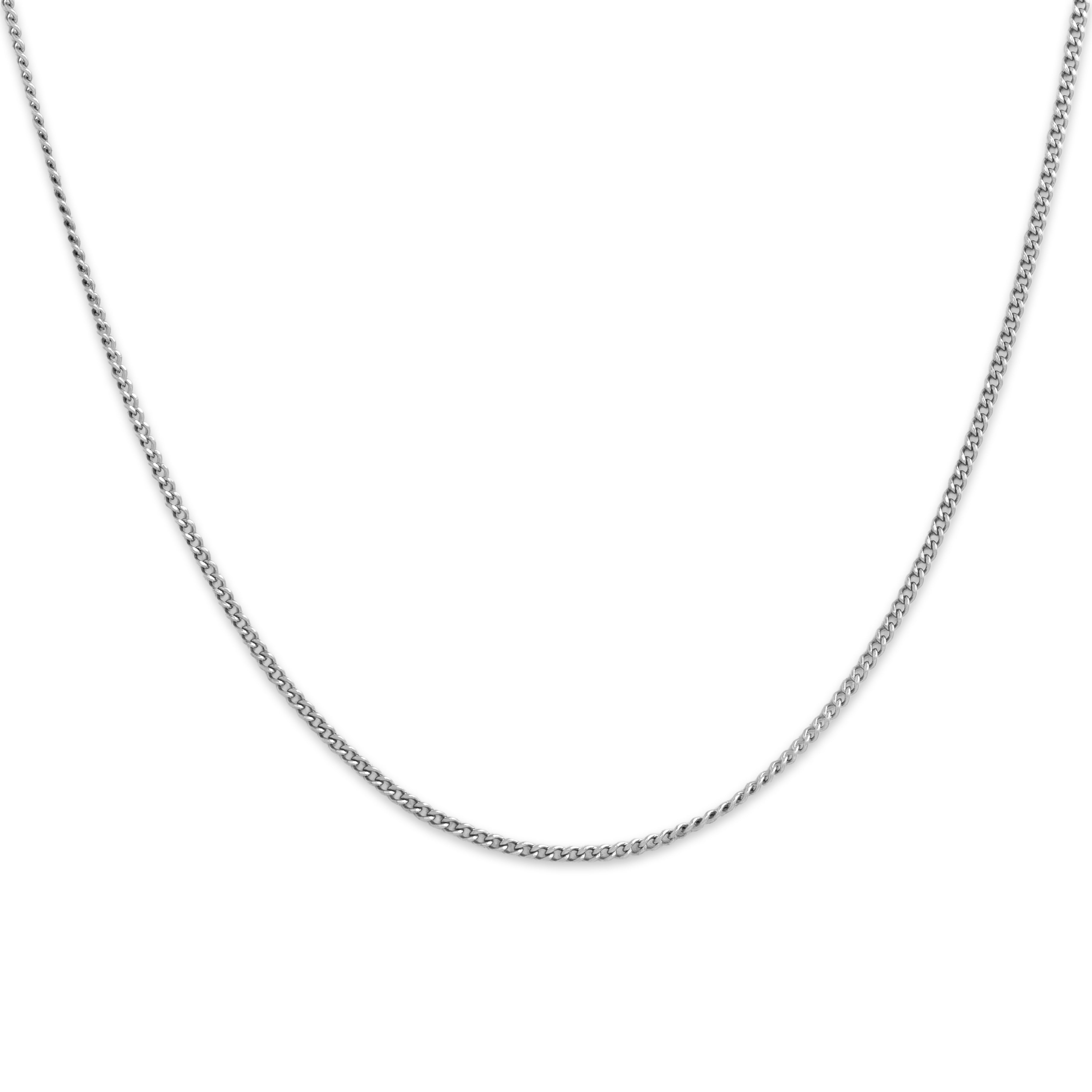 Vintage 14k White Gold 1.35mm Sleek Flat Curb Chain 18.25
