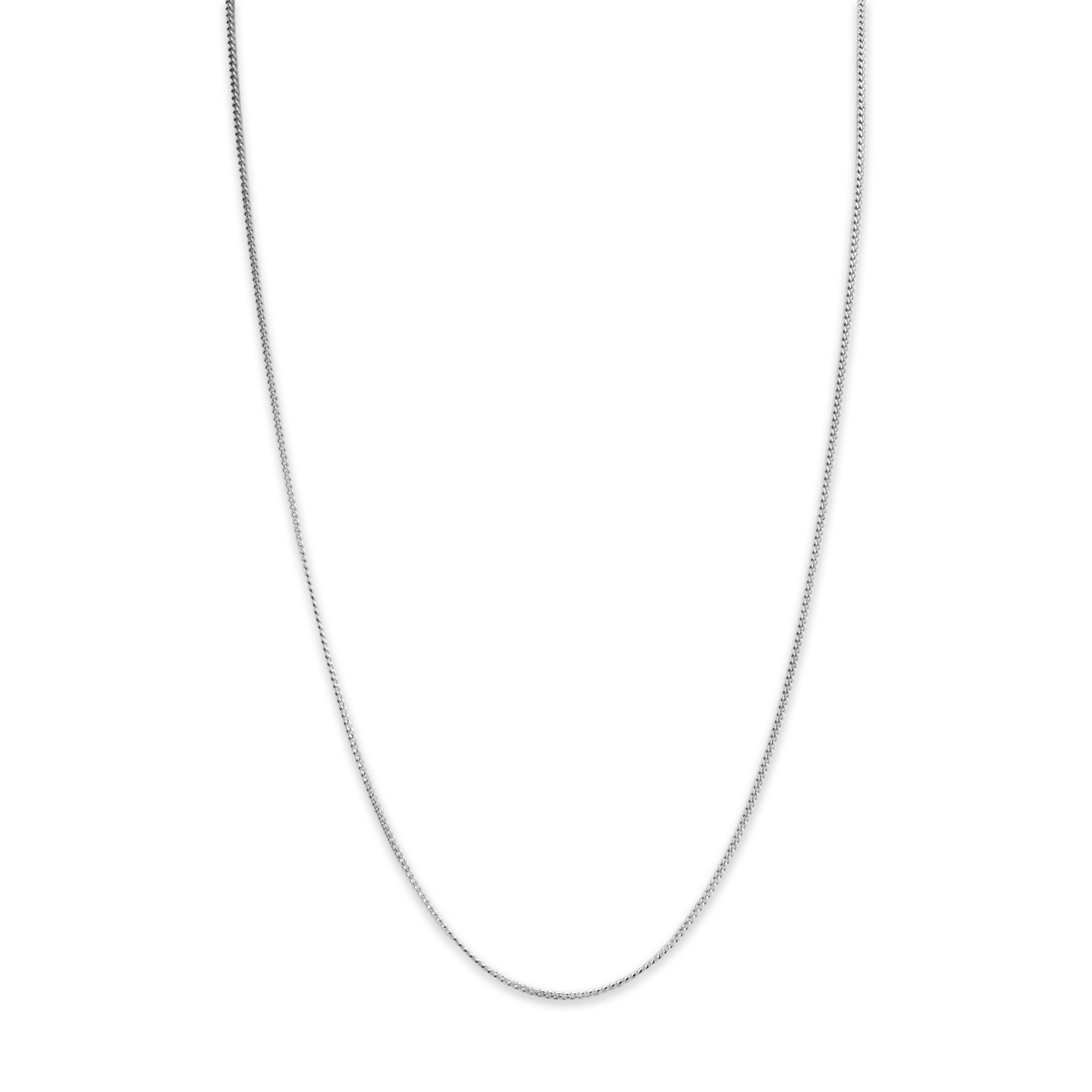 Vintage 14k White Gold 1.35mm Sleek Flat Curb Chain 18.25