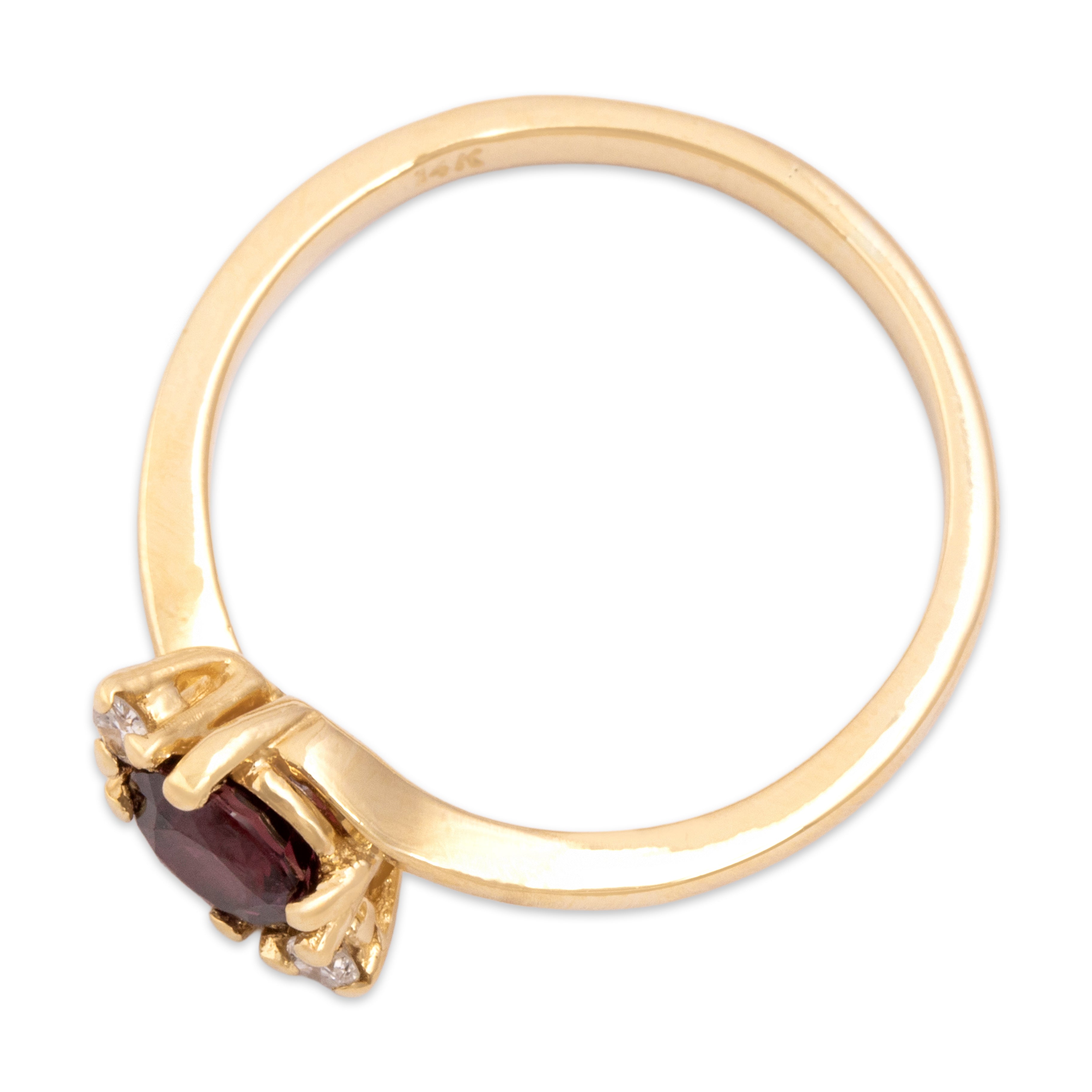 Vintage 14k Yellow Gold .71ct Pink Garnet Diamond Dimensional Bypass Ring - Overall view