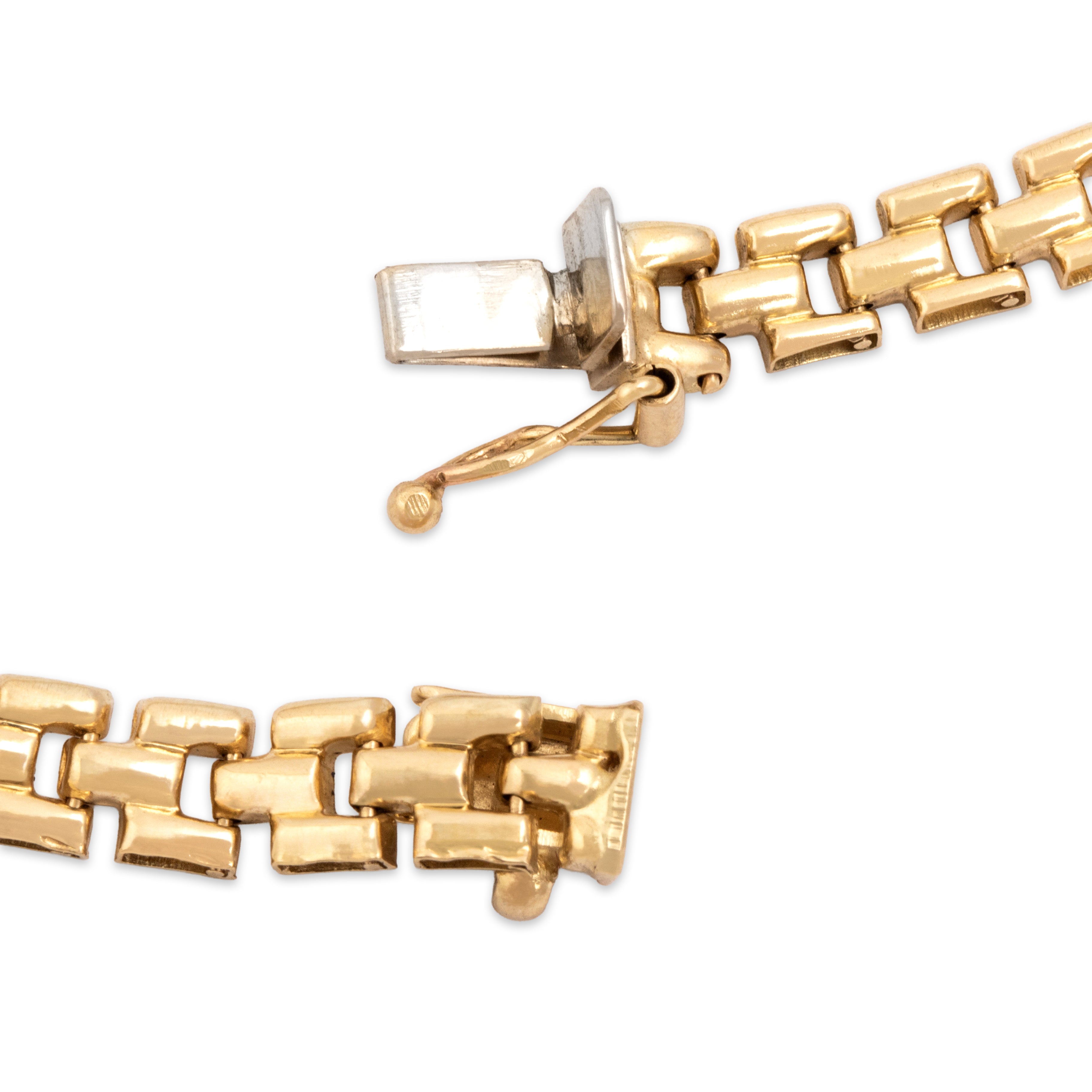 Vintage Italian 14k Yellow Gold Geometric Graduated Fringe Collar Necklace - clasp view