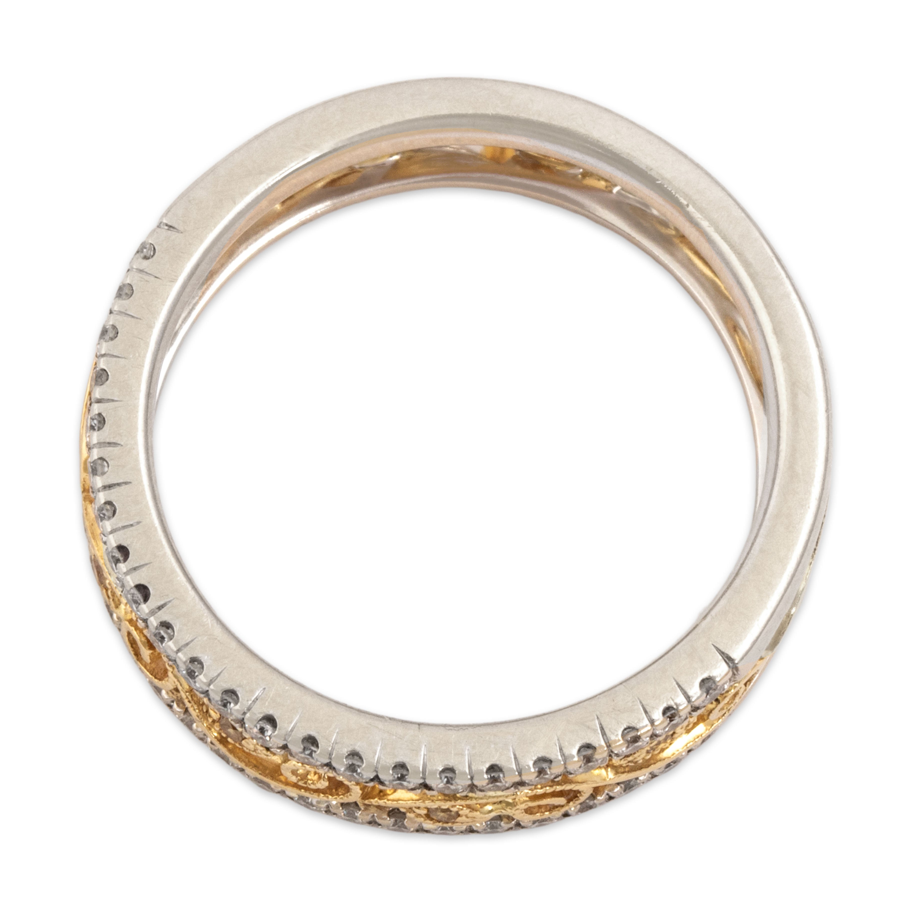 Estate 18k White & Yellow Gold White & Yellow Diamond Eternity Band Ring 6.75