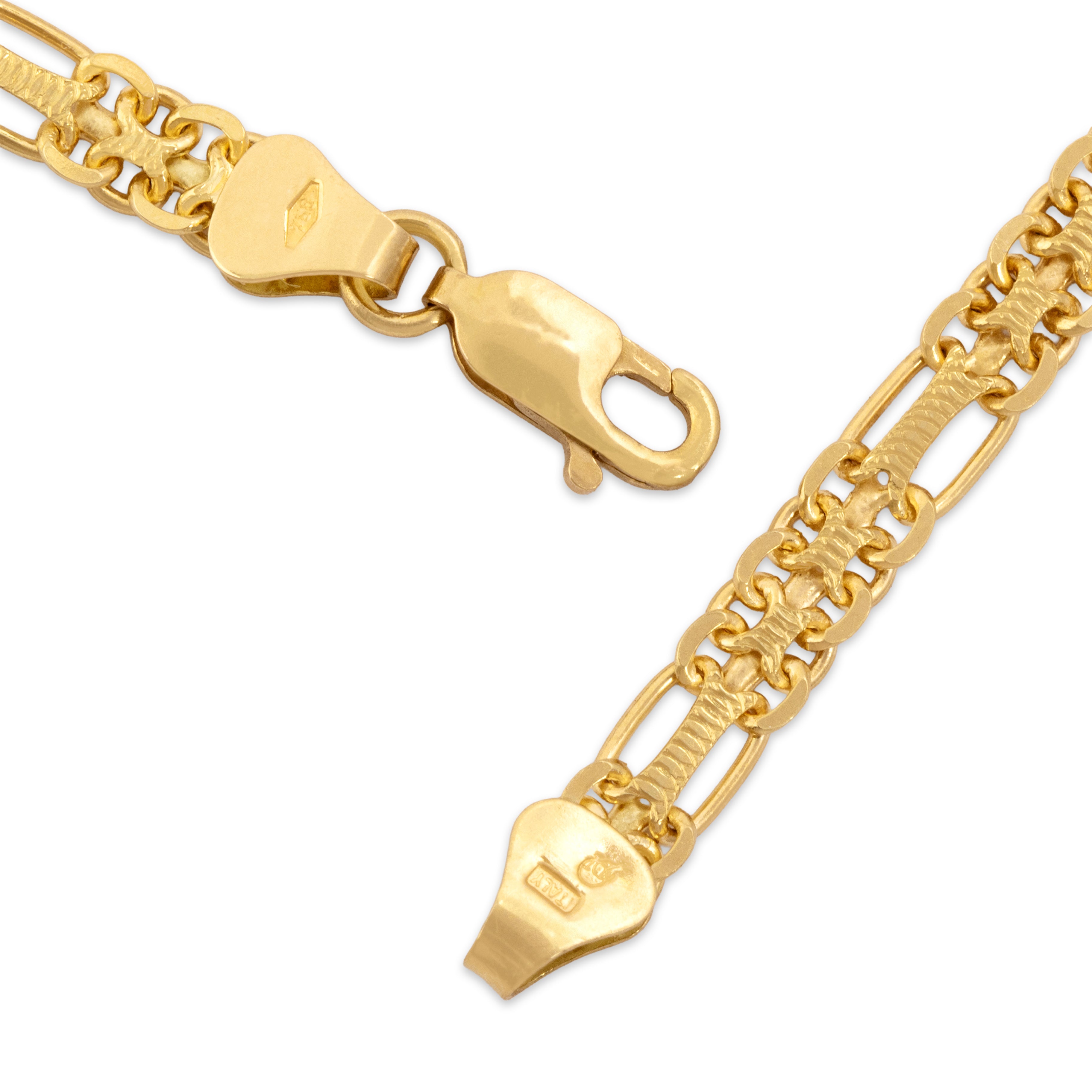 Vintage Italian 18k Yellow Gold Intricate Sophisticated Textured Links Necklace - clasp view