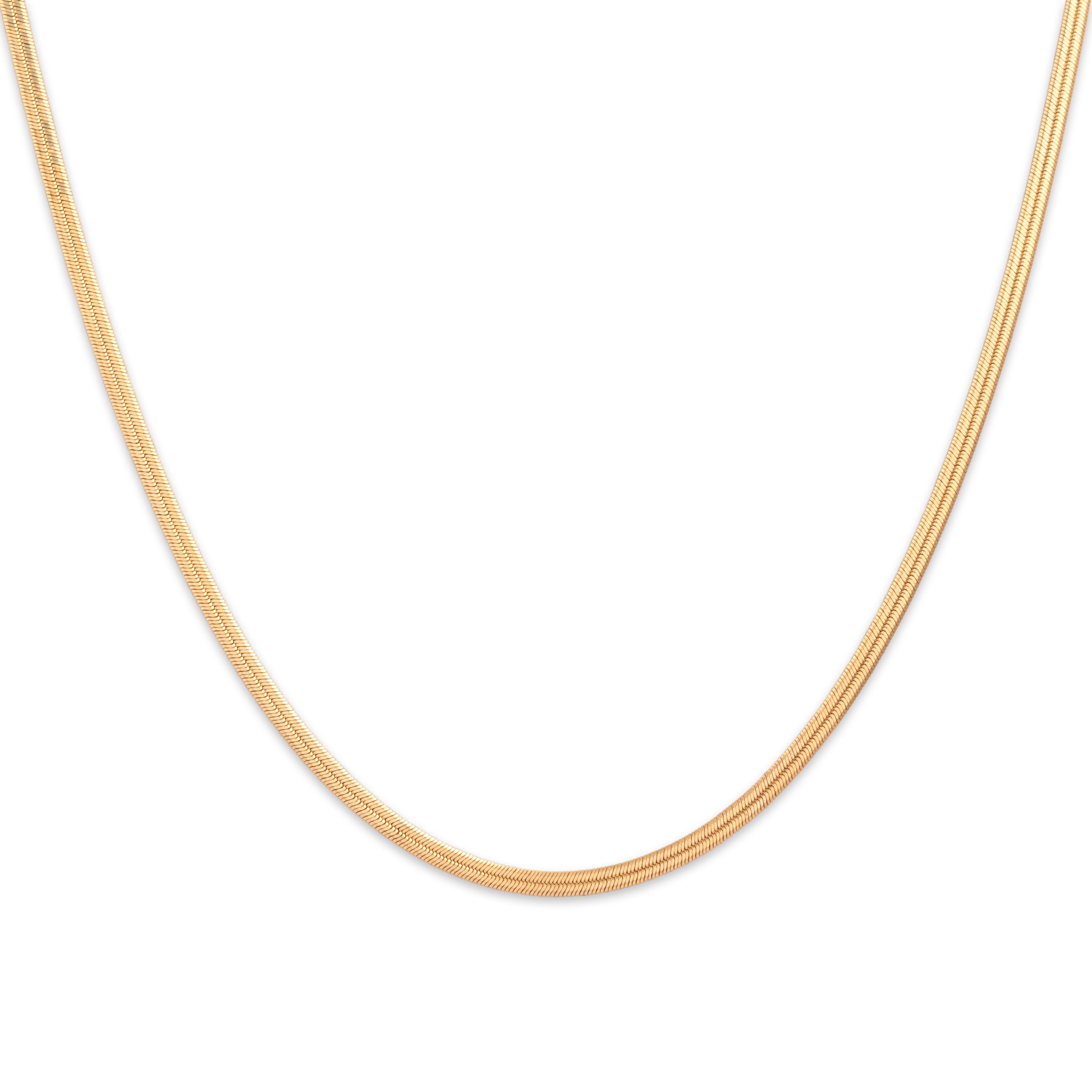 Vintage 18k Yellow Gold Sleek Everyday Flat Herringbone 1.9mm Chain - Close-up view