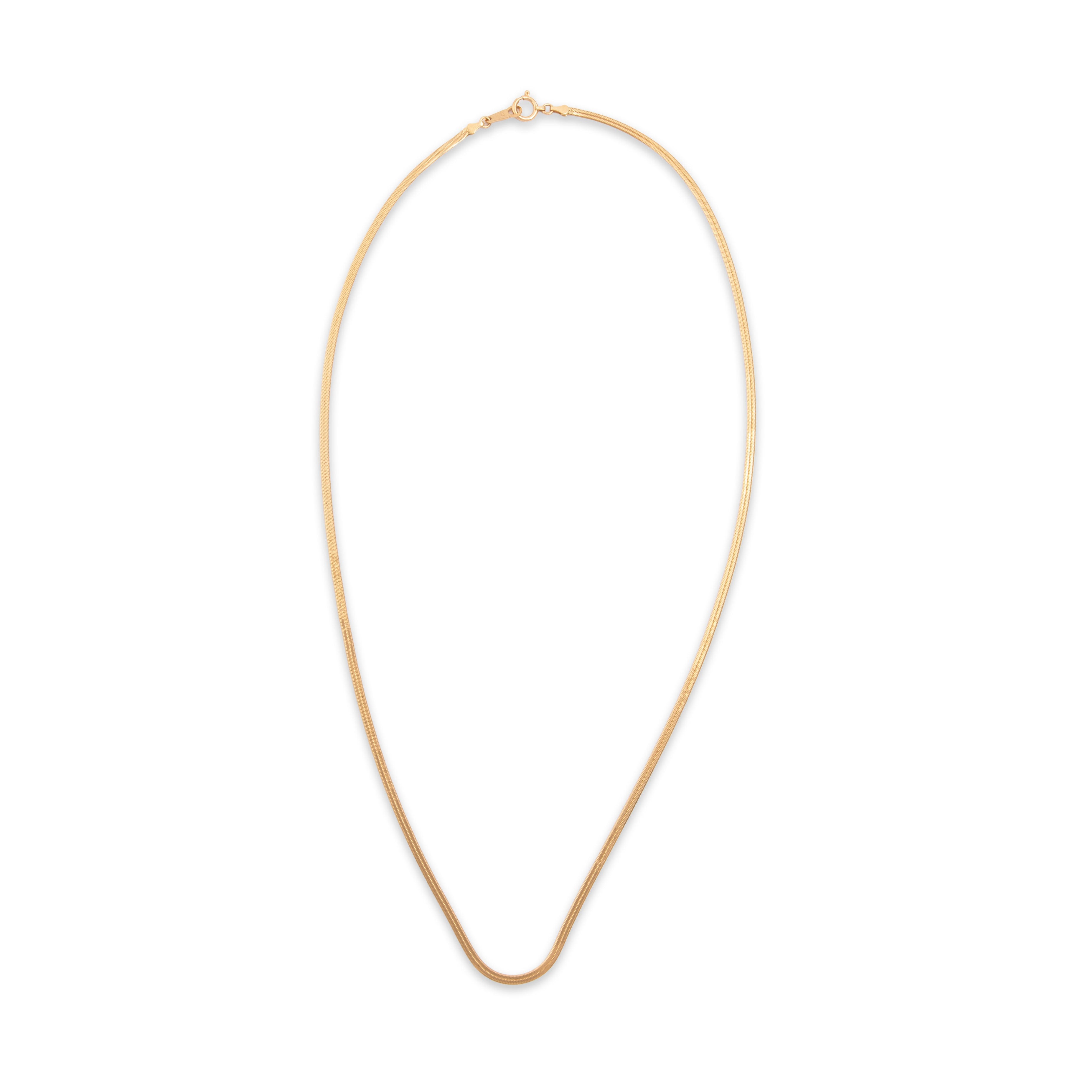 Vintage 18k Yellow Gold Sleek Everyday Flat Herringbone 1.9mm Chain - Overall view