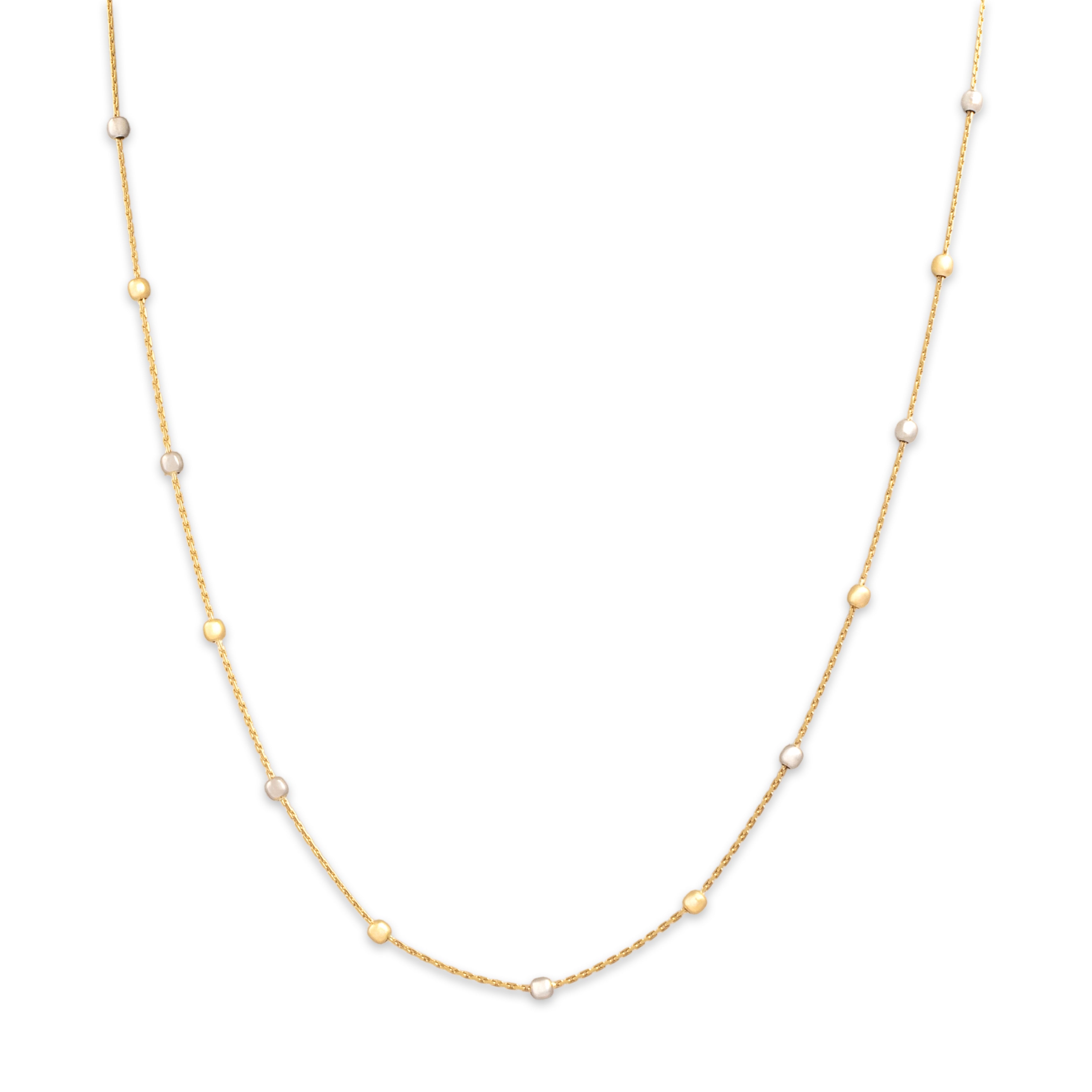 Vintage Italian 18k Yellow & White Gold Dual Tone Satellite Chain Necklace - Close-up view