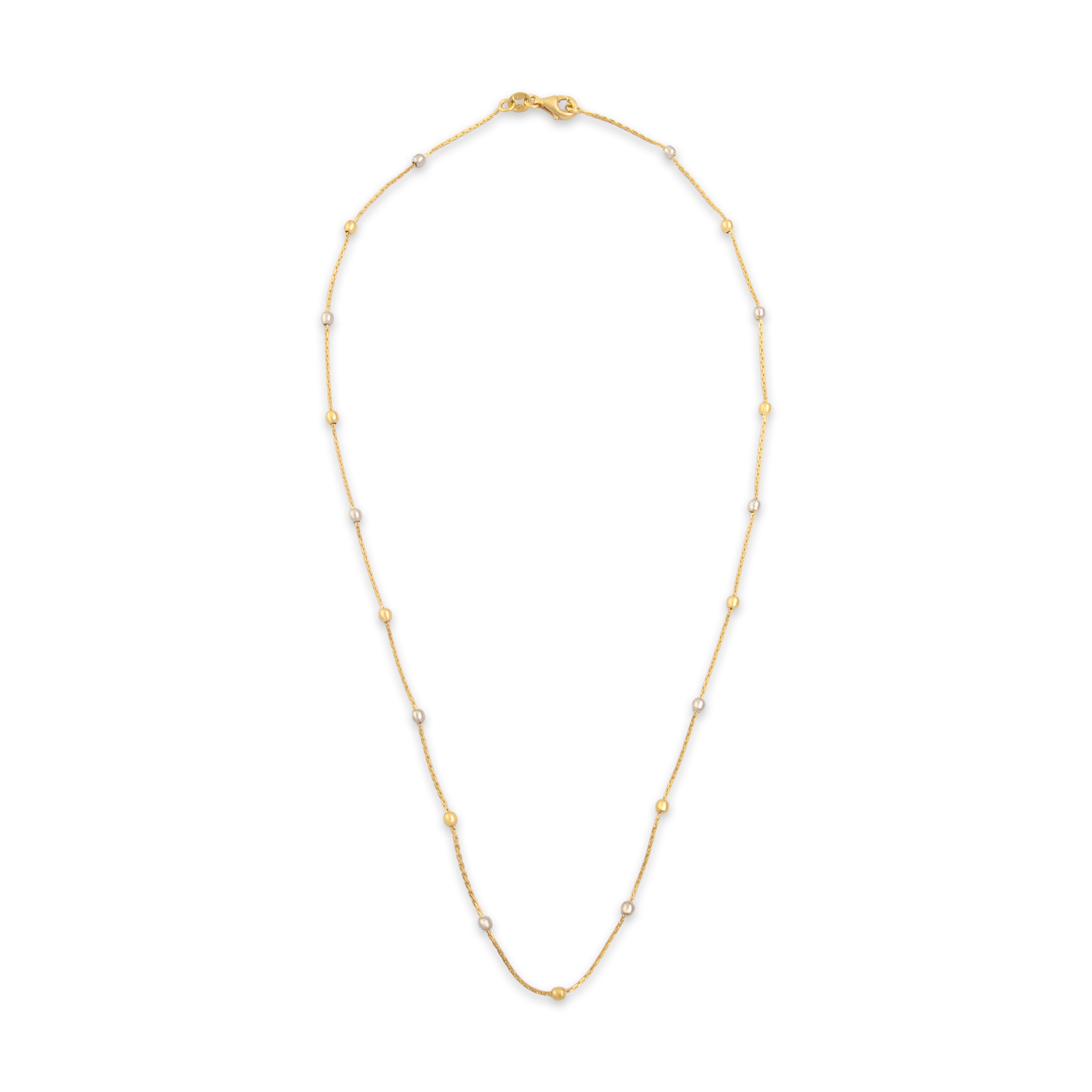 Vintage Italian 18k Yellow & White Gold Dual Tone Satellite Chain Necklace - Overall view