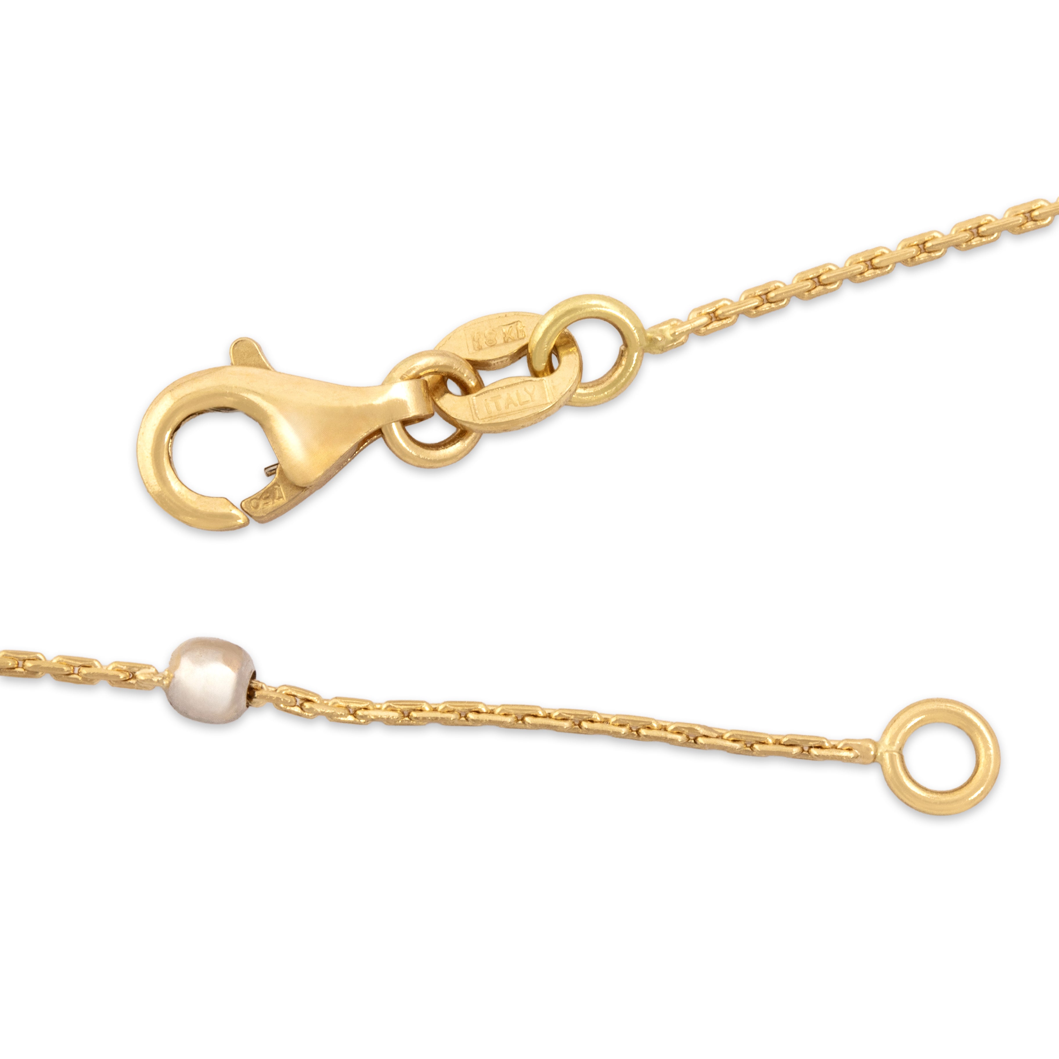 Vintage Italian 18k Yellow & White Gold Dual Tone Satellite Chain Necklace - clasp view