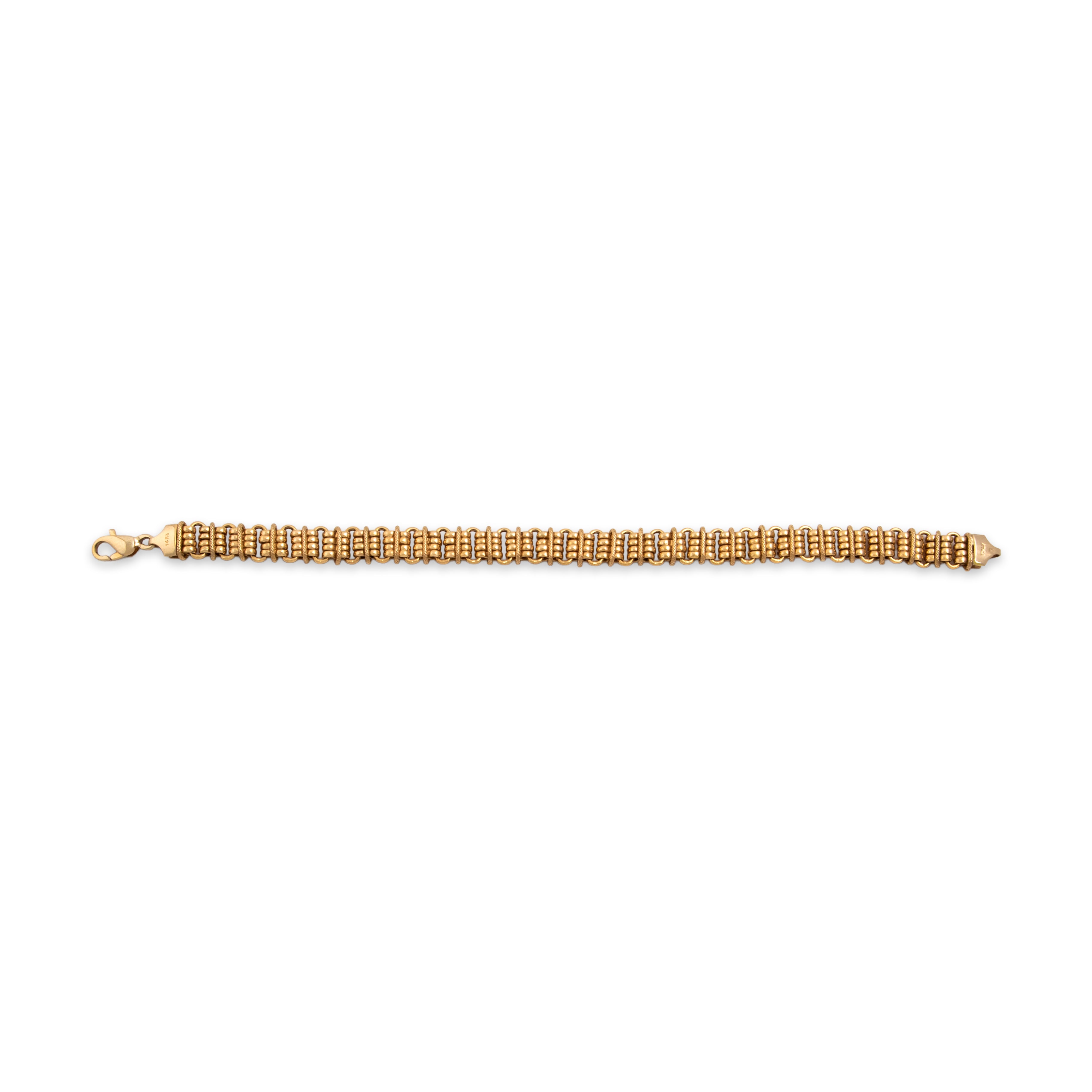 Vintage Italian 14k Yellow Gold Textured Decorative Link Bracelet - Back view