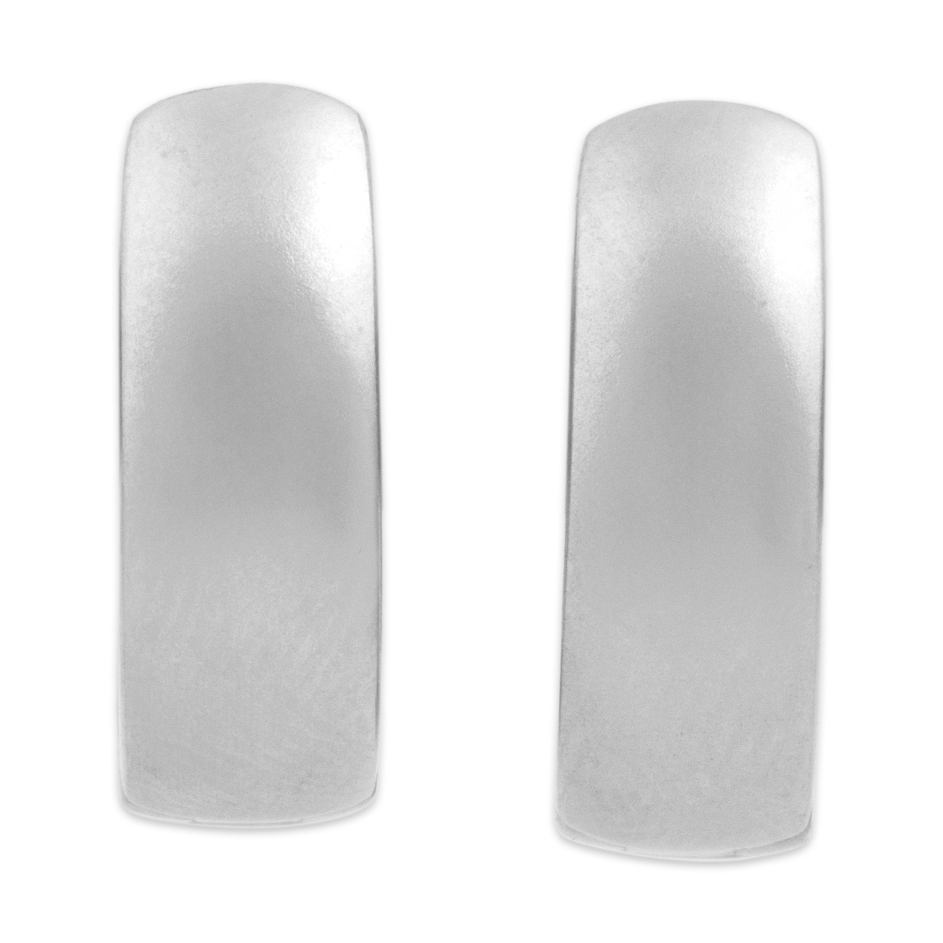 Vintage 18k White Gold [Custom Carat] Flush Set Brushed Huggie Hoop Earrings - Back view