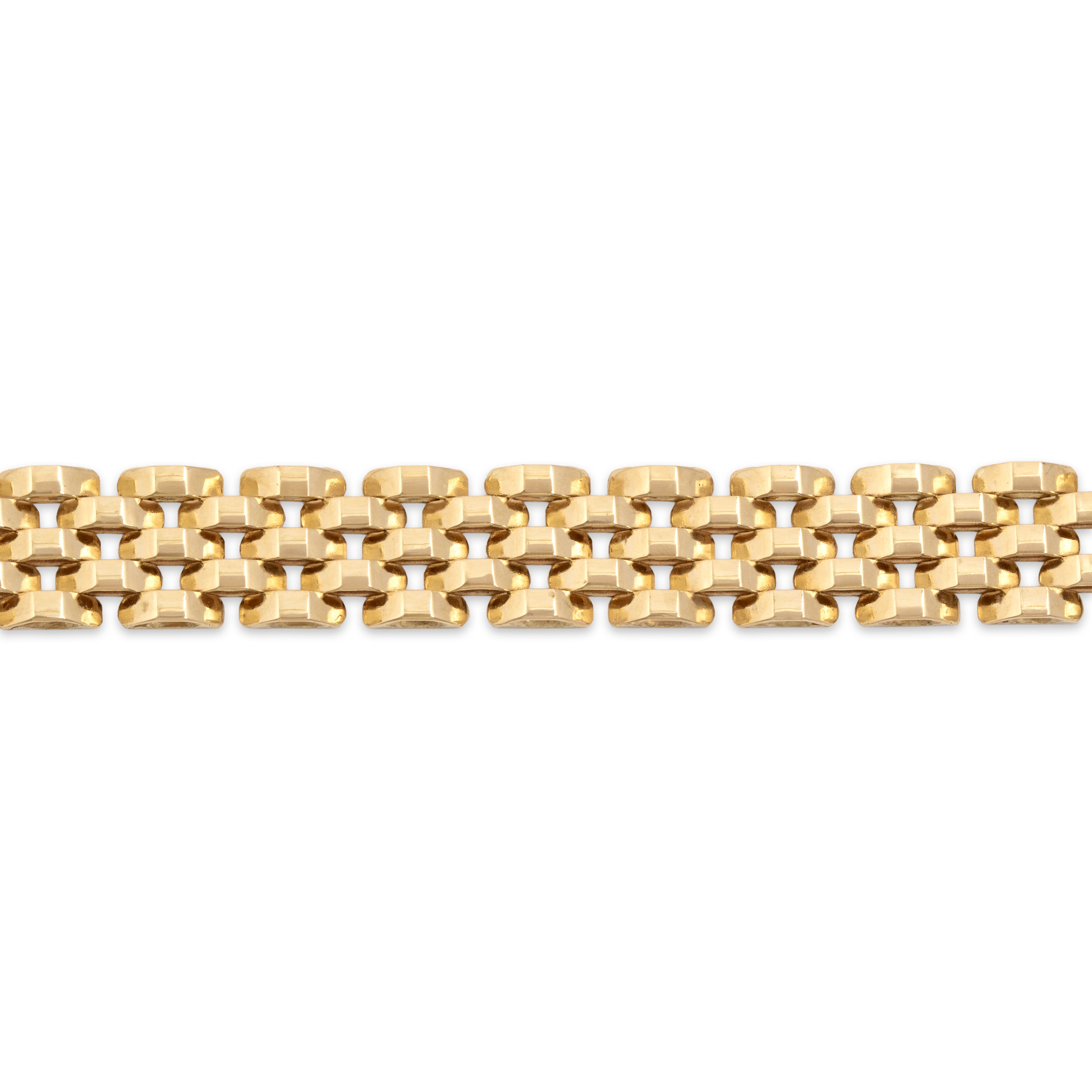 Vintage Italian 14k Yellow Gold Essential Geometric Mesh Link Bracelet - Close-up view
