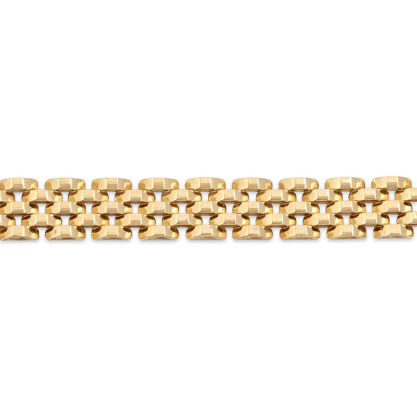 Vintage Italian 14k Yellow Gold Essential Geometric Mesh Link Bracelet 7