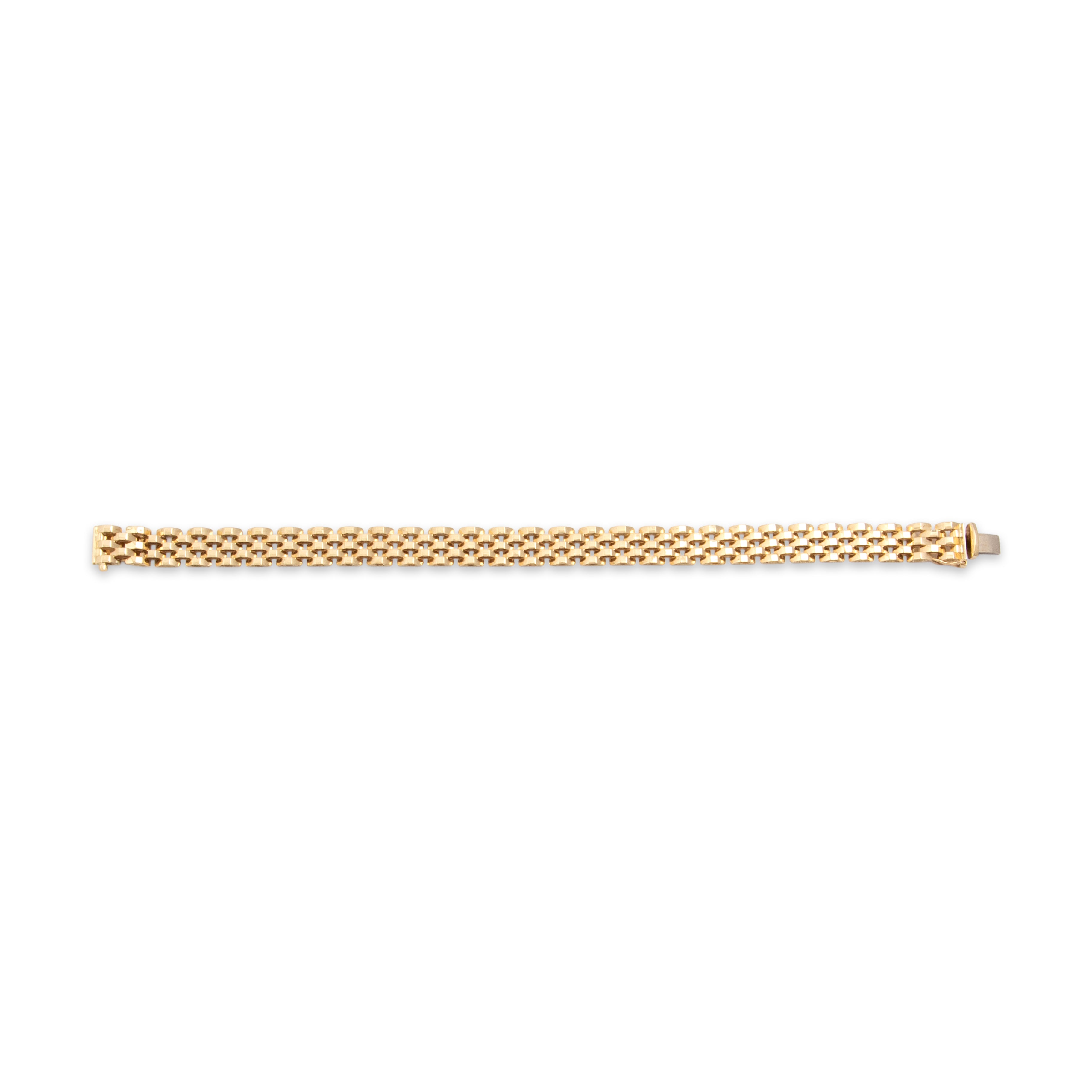 Vintage Italian 14k Yellow Gold Essential Geometric Mesh Link Bracelet - Overall view