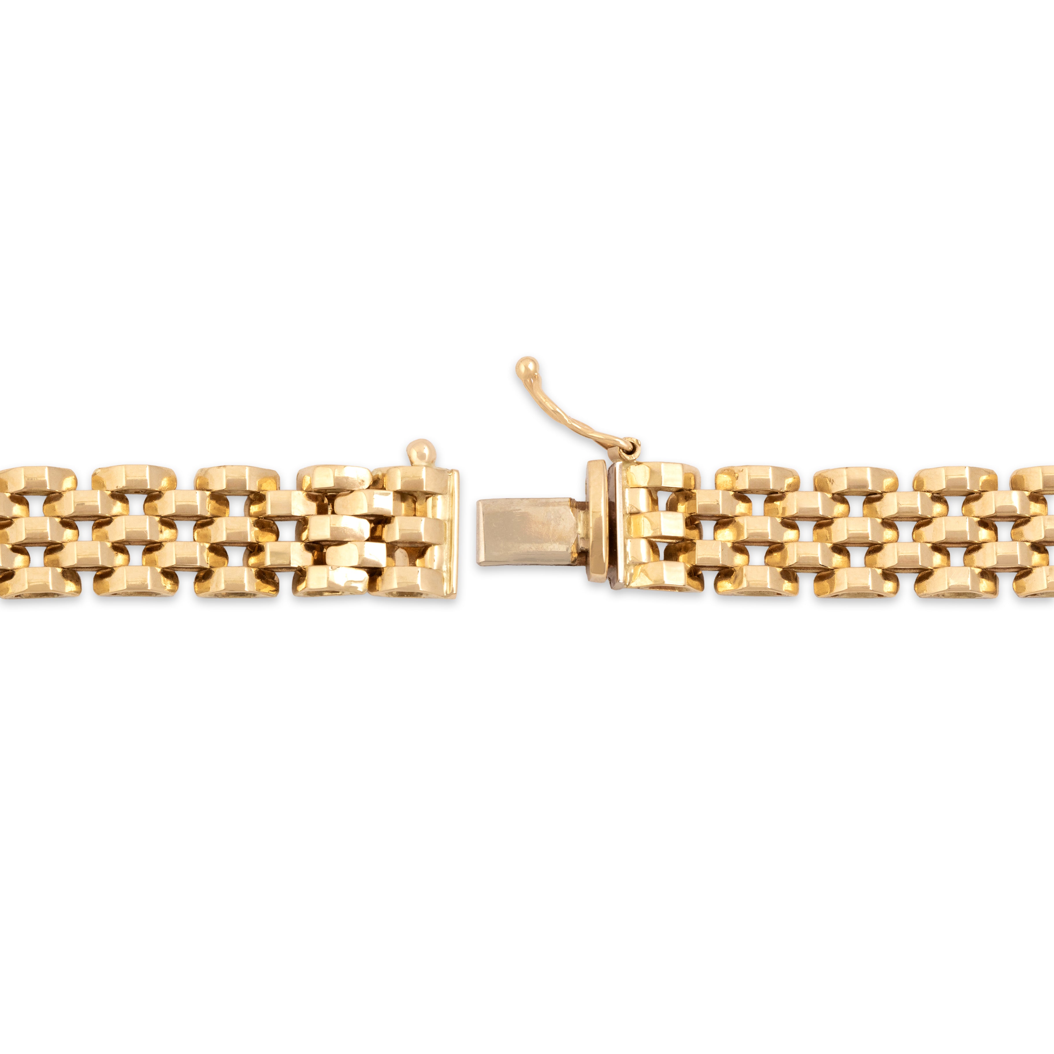 Vintage Italian 14k Yellow Gold Essential Geometric Mesh Link Bracelet - clasp view