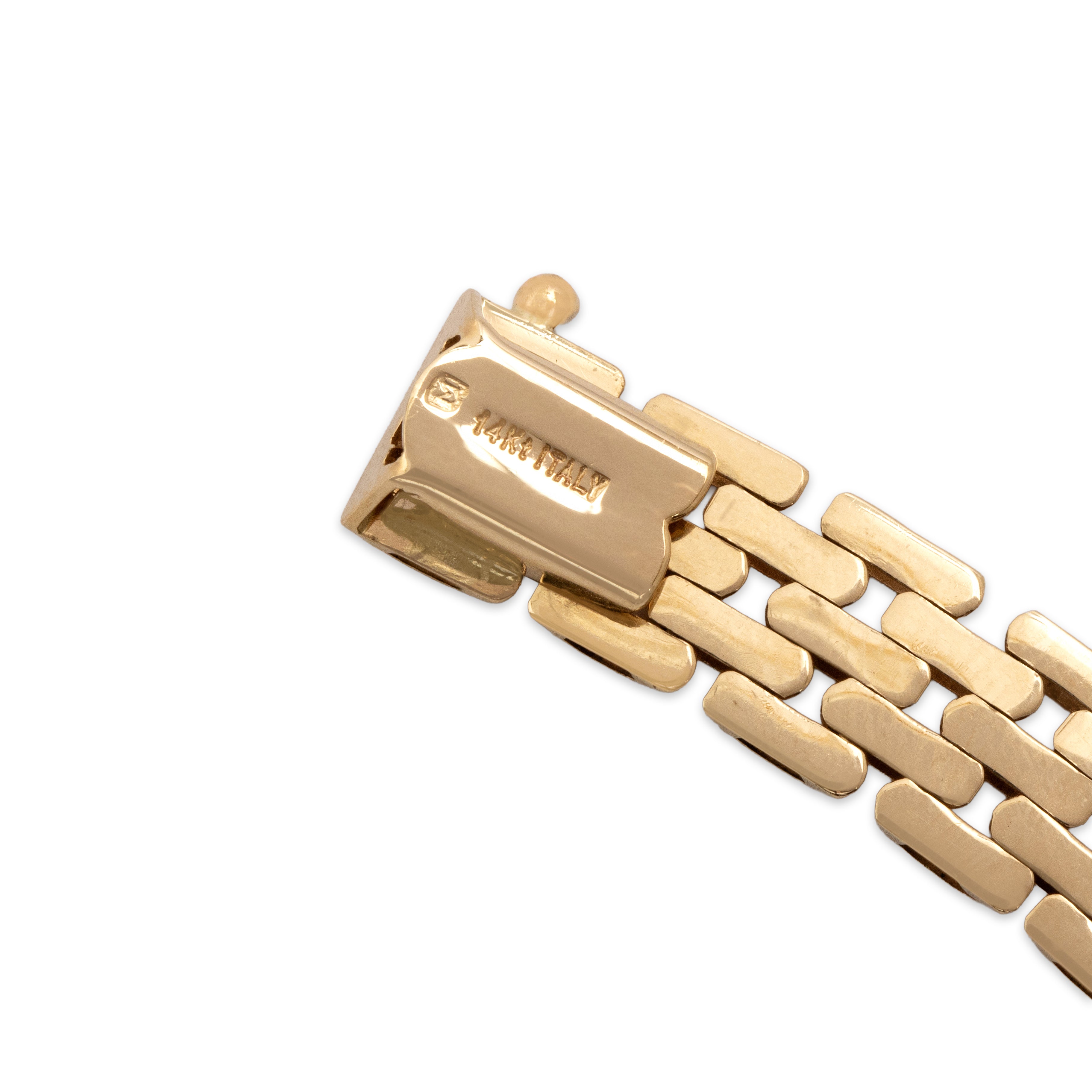 Vintage Italian 14k Yellow Gold Essential Geometric Mesh Link Bracelet - Hallmark view