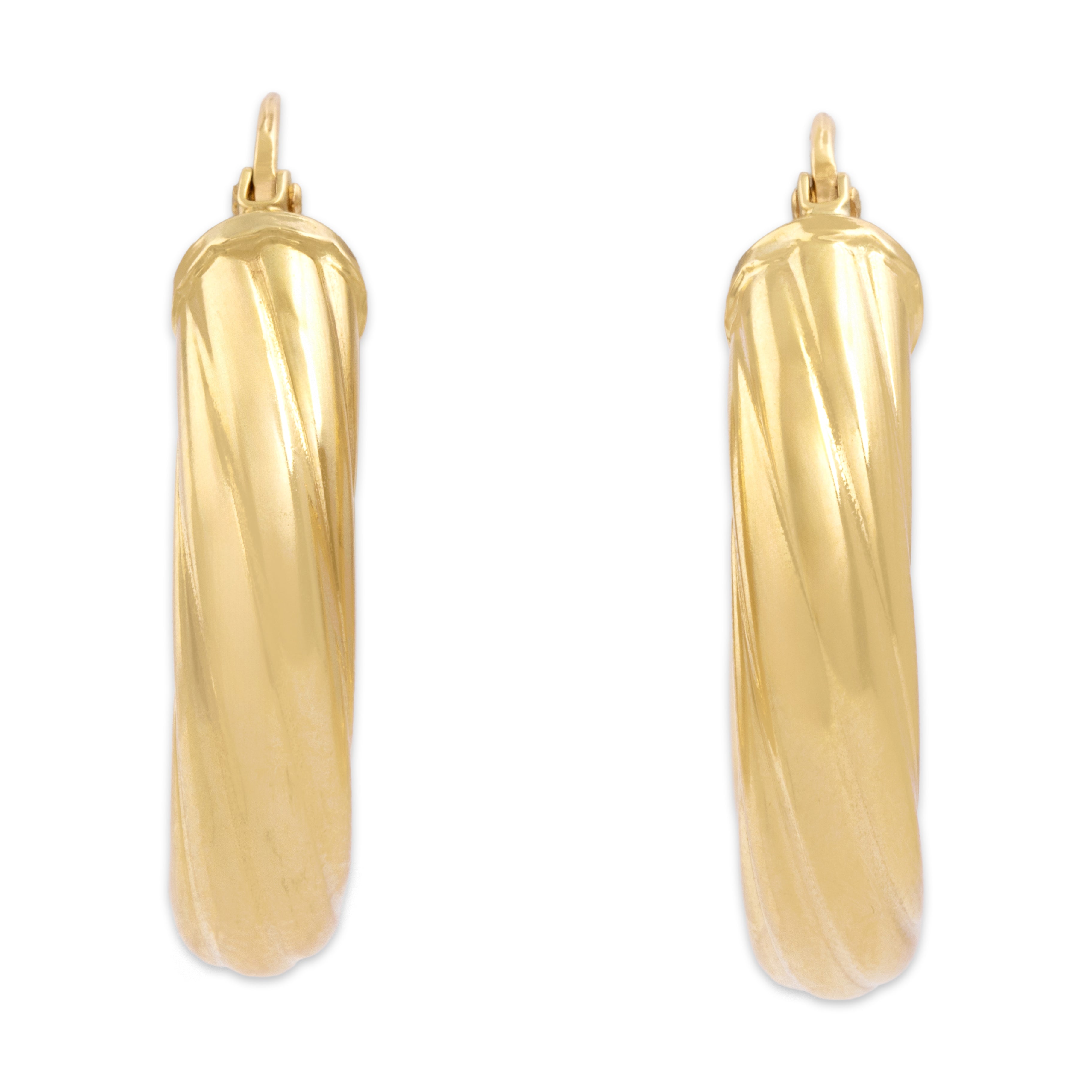 Vintage Italian 14k Yellow Gold Elegant Twisting Statement Hoop Earrings - Overall view