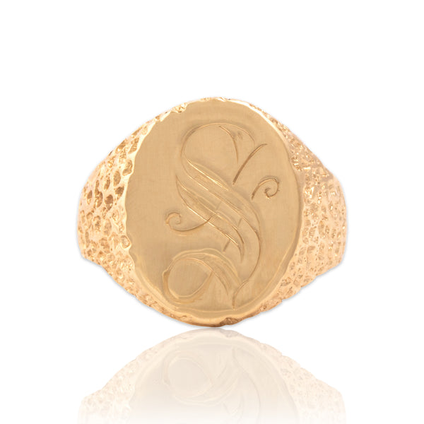 Vintage 14k Yellow Gold Striking Textured Engraved 