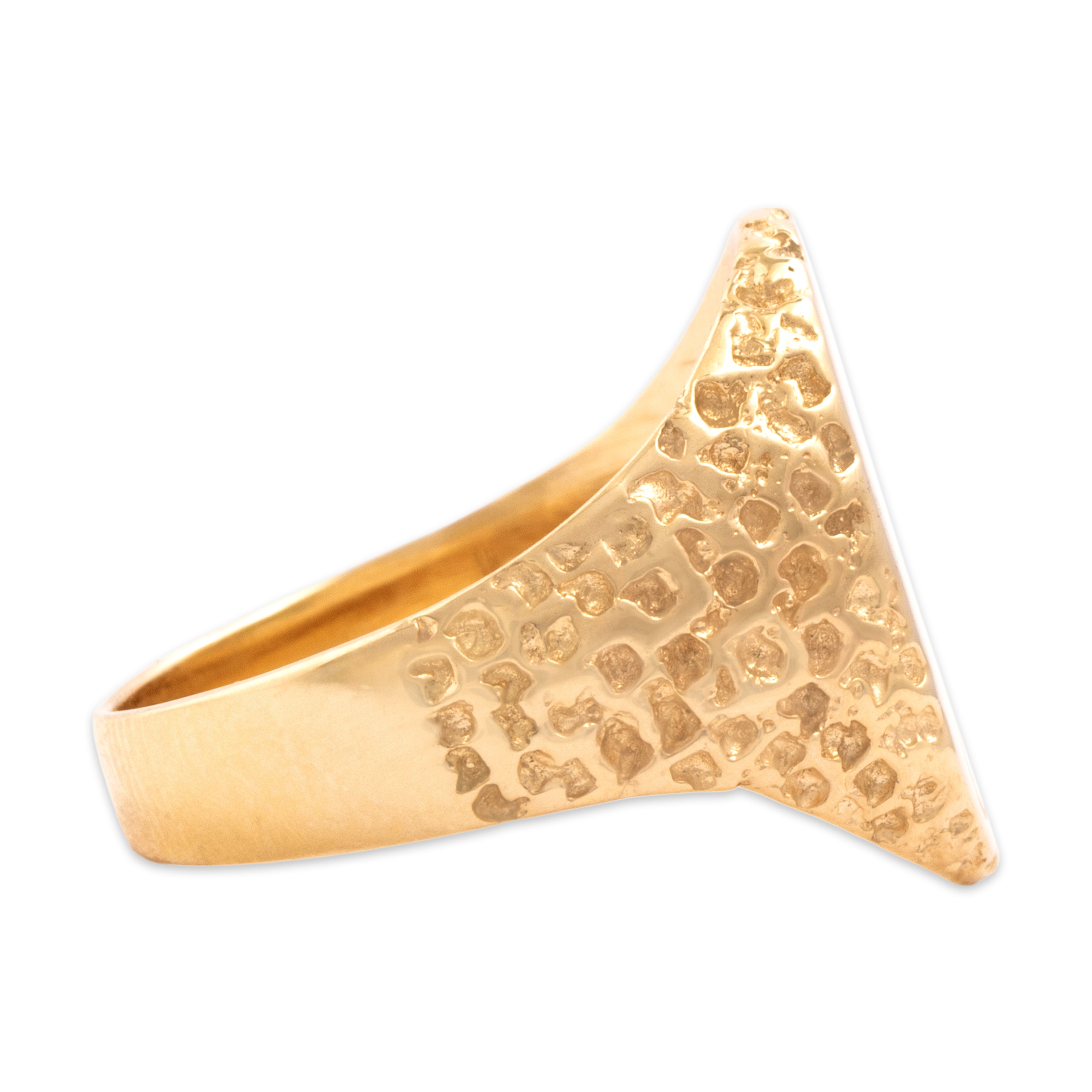 Vintage 14k Yellow Gold Striking Textured Initial S Signet Ring - Side view