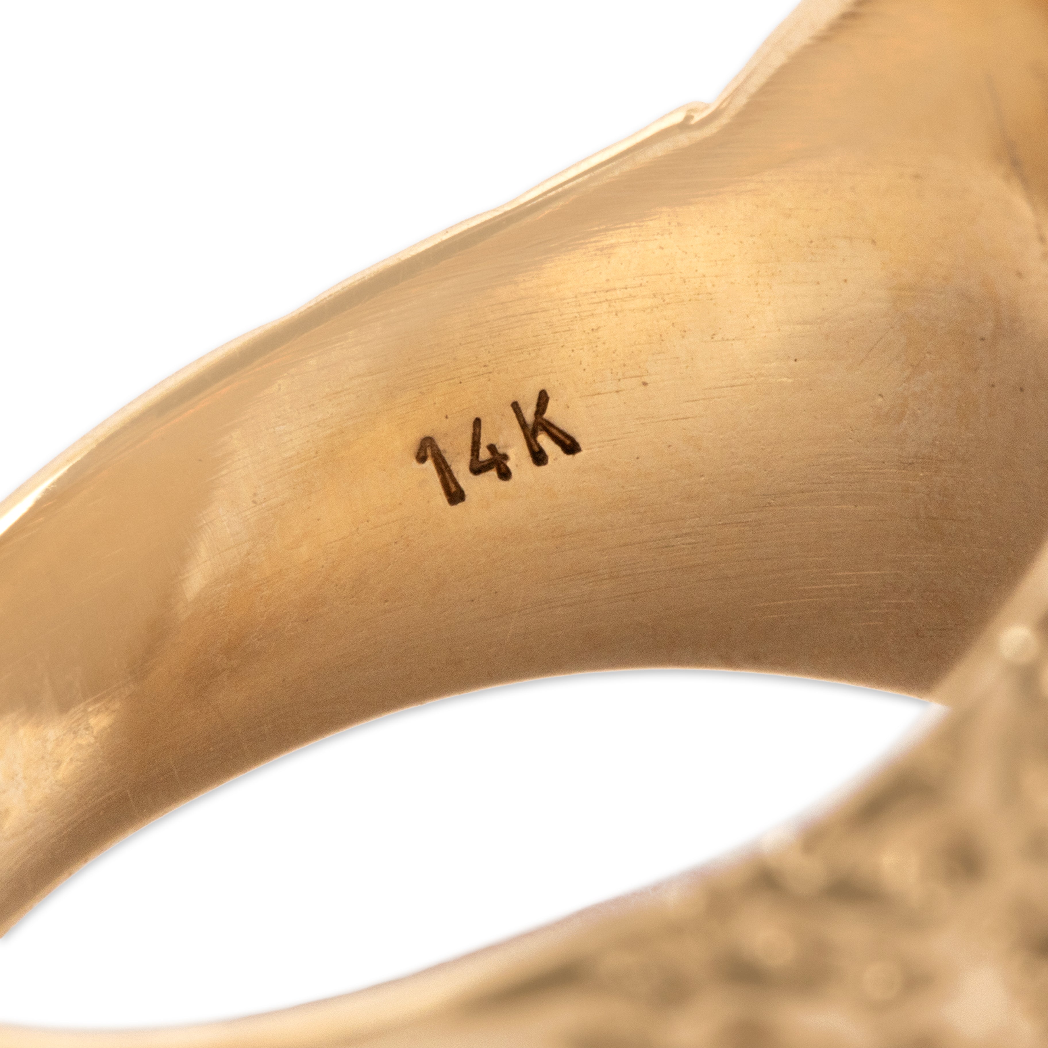 Vintage 14k Yellow Gold Striking Textured Initial S Signet Ring - Hallmark view