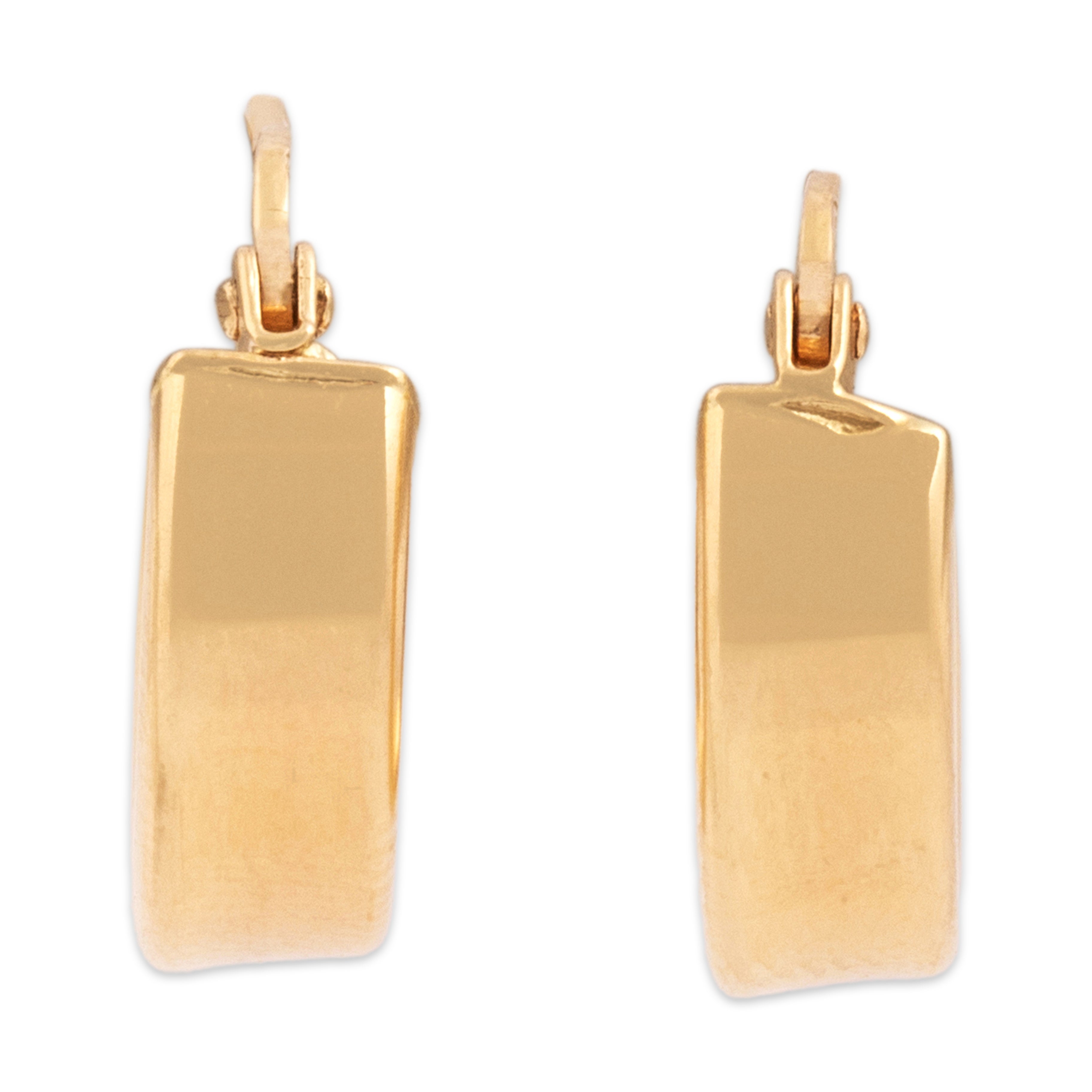 Vintage Italian Small 14k Yellow Gold Everyday Classic Hoop Earrings