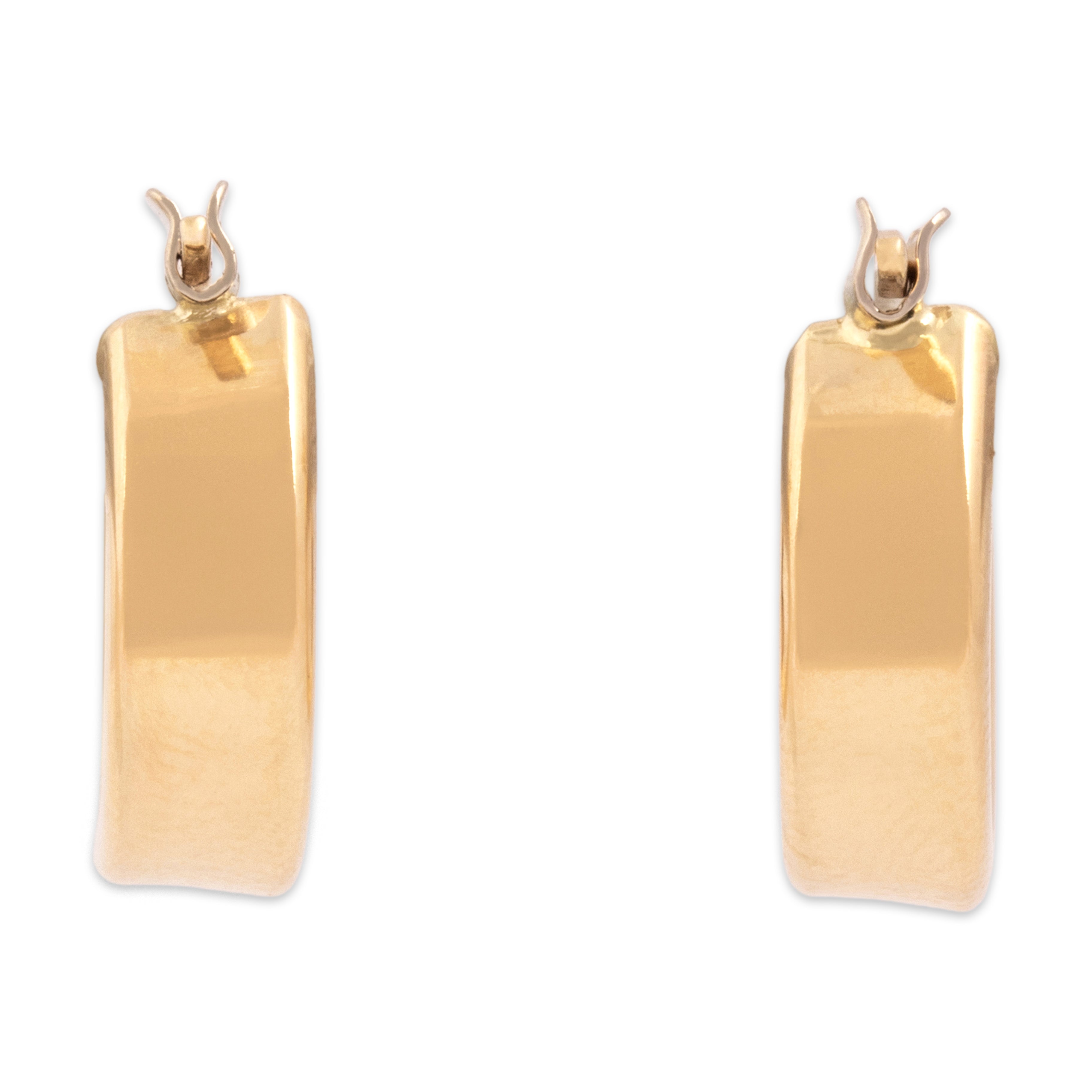Vintage Italian Small 14k Yellow Gold Everyday Classic Hoop Earrings - Back view