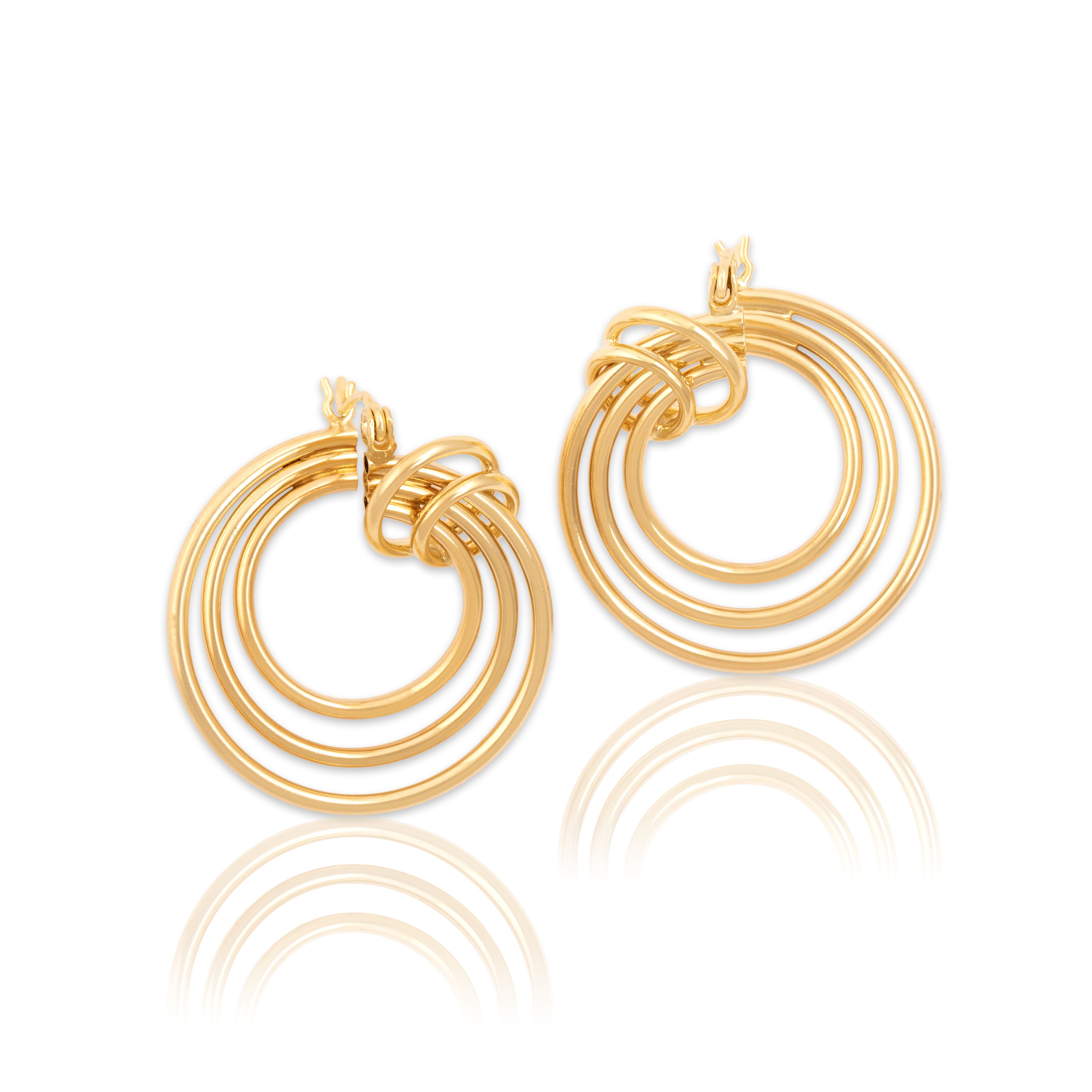 Vintage 14k Yellow Gold Sleek Orbital Hoop Earrings - Close-up view
