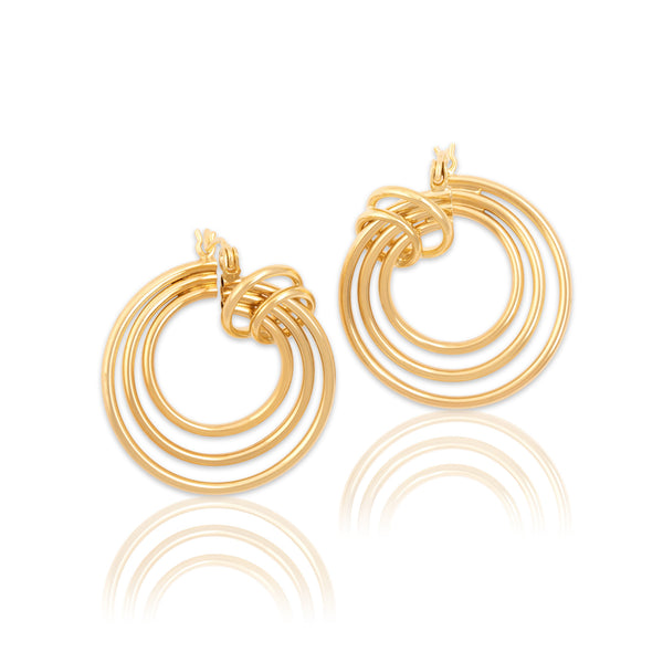 Vintage 14k Yellow Gold Sleek Orbiting Hoop Earrings