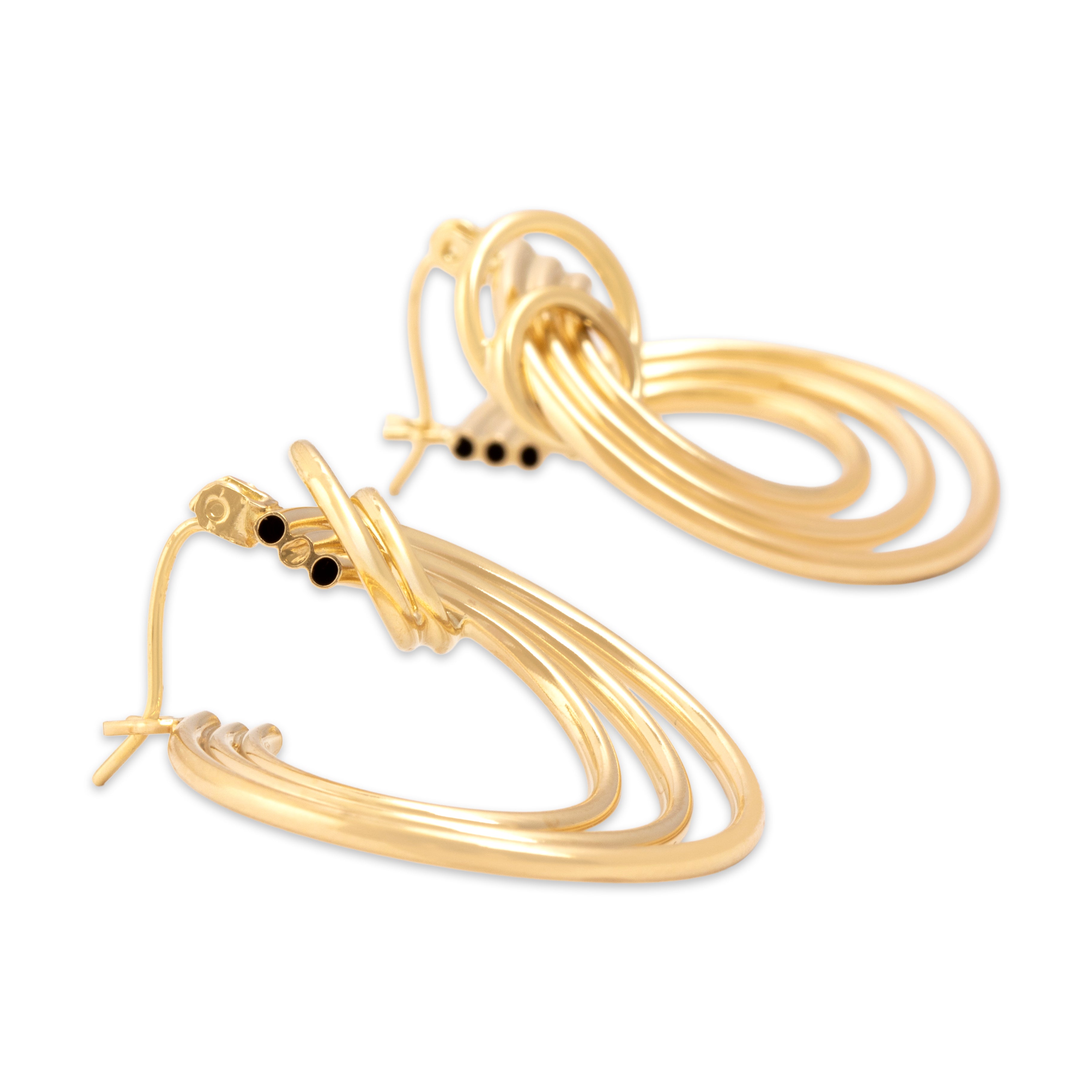 Vintage 14k Yellow Gold Sleek Orbital Hoop Earrings - Side view