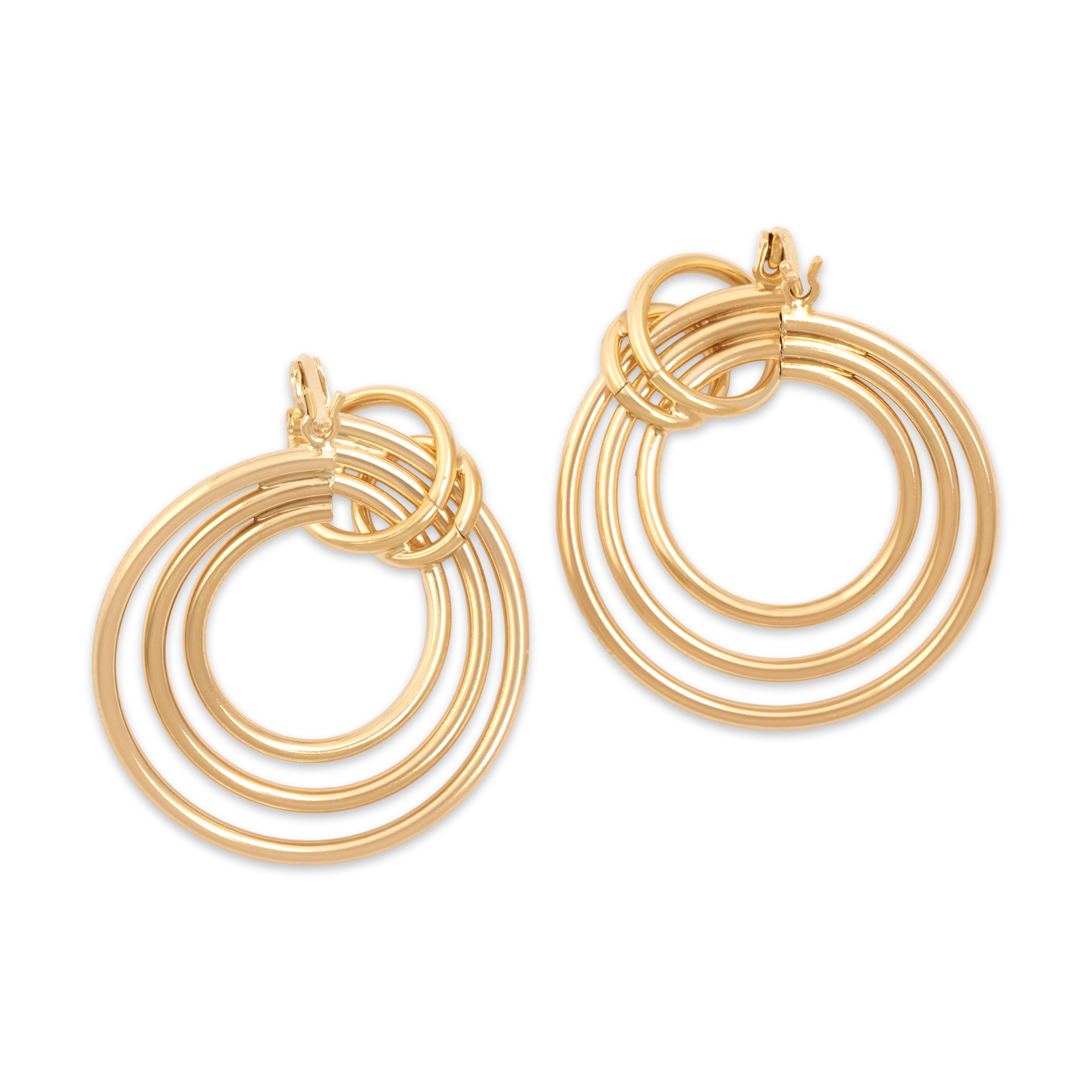 Vintage 14k Yellow Gold Sleek Orbital Hoop Earrings - Overall view