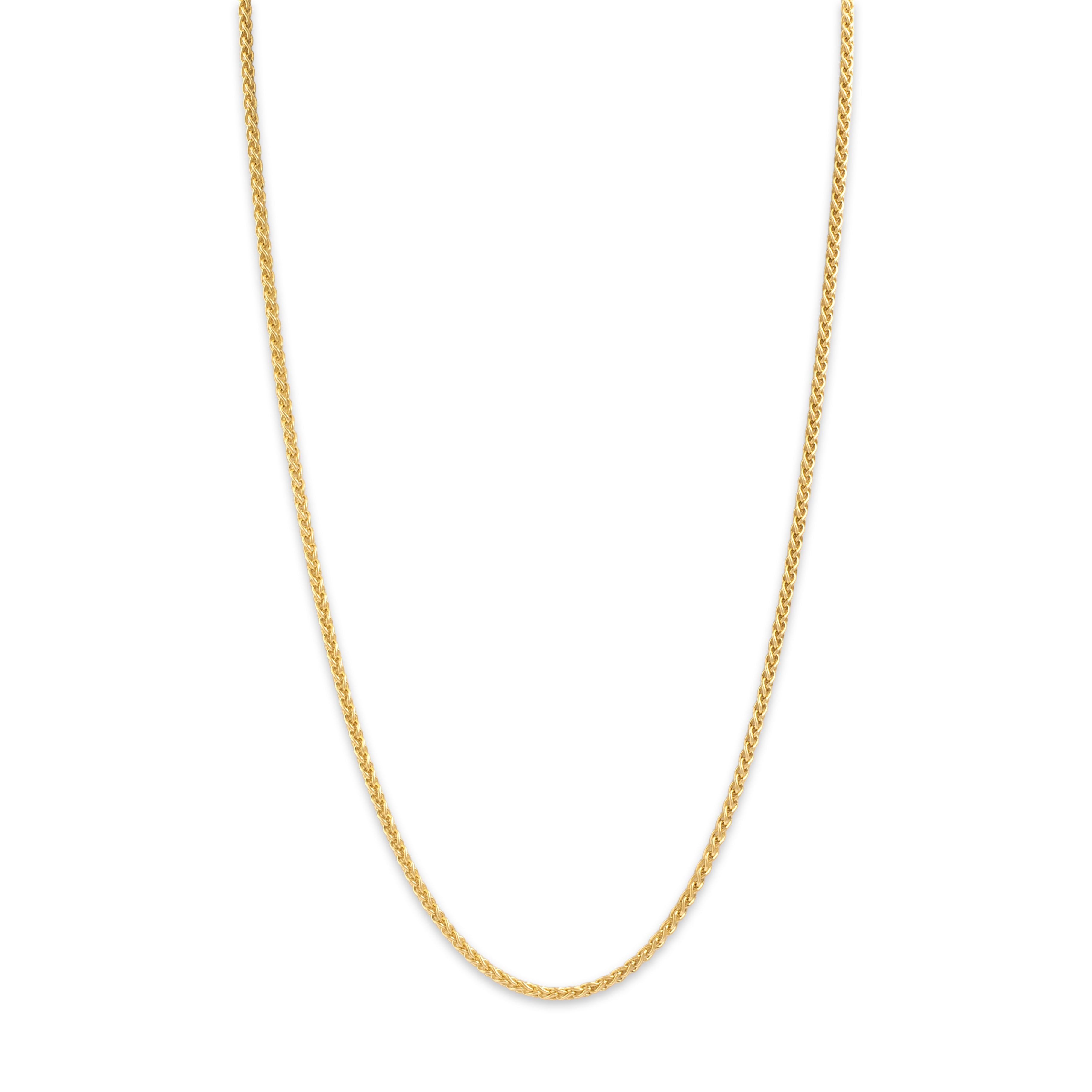Vintage Italian Substantial 14k Yellow Gold Wheat 2.5mm Chain - Close-up view