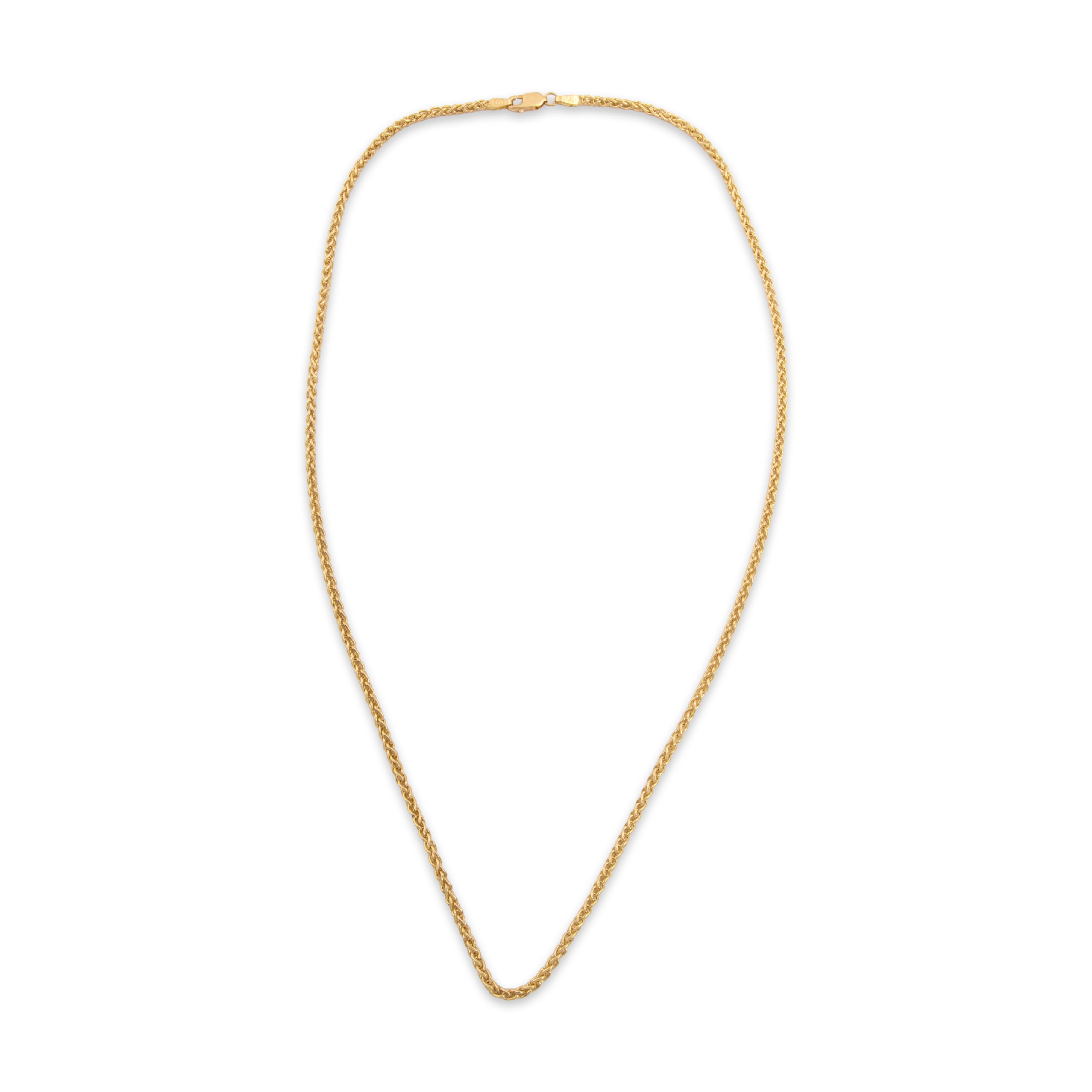 Vintage Italian Substantial 14k Yellow Gold Wheat 2.5mm Chain - Overall view