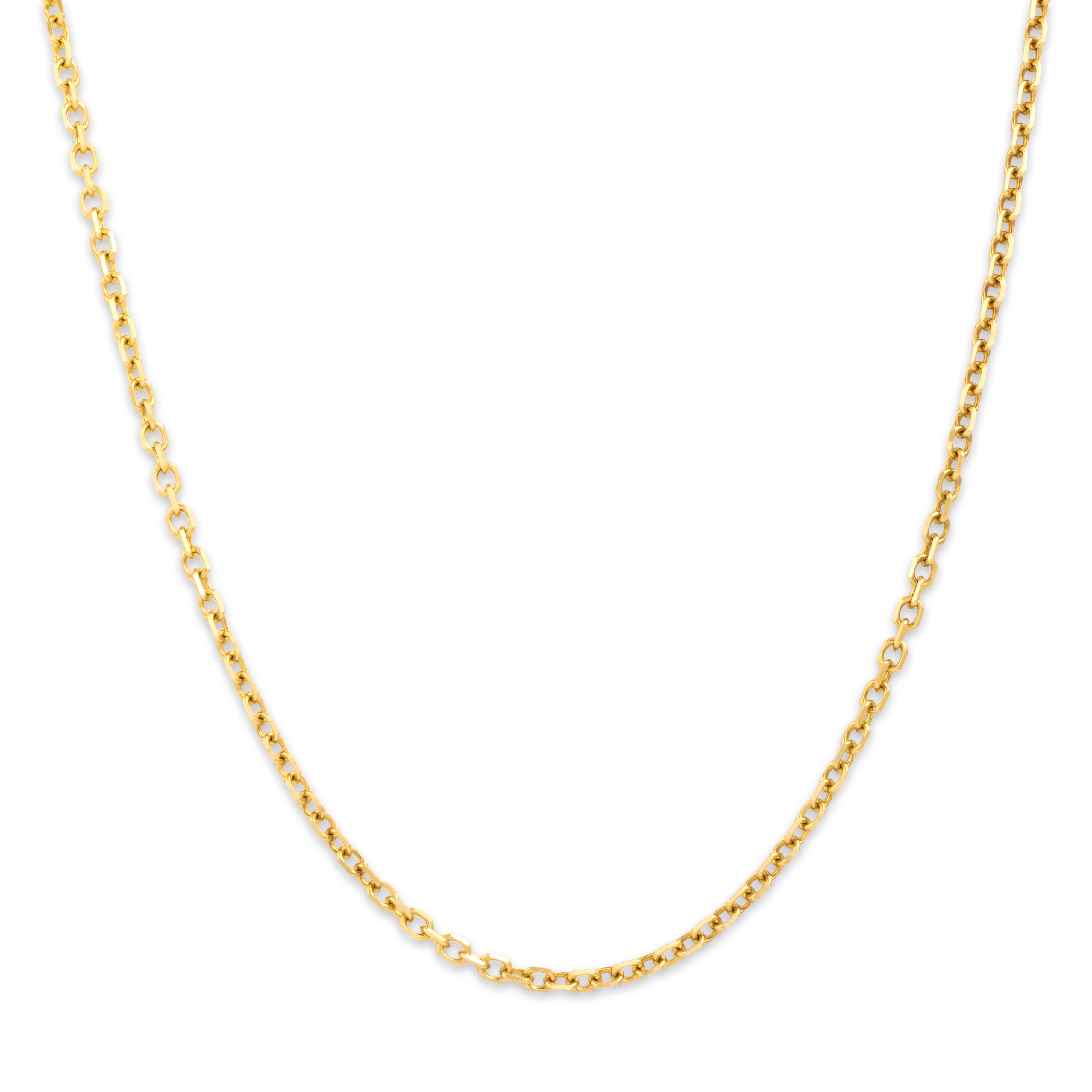 Vintage 14k Yellow Gold Angular Gleaming Cable 2.2mm Chain - Close-up view