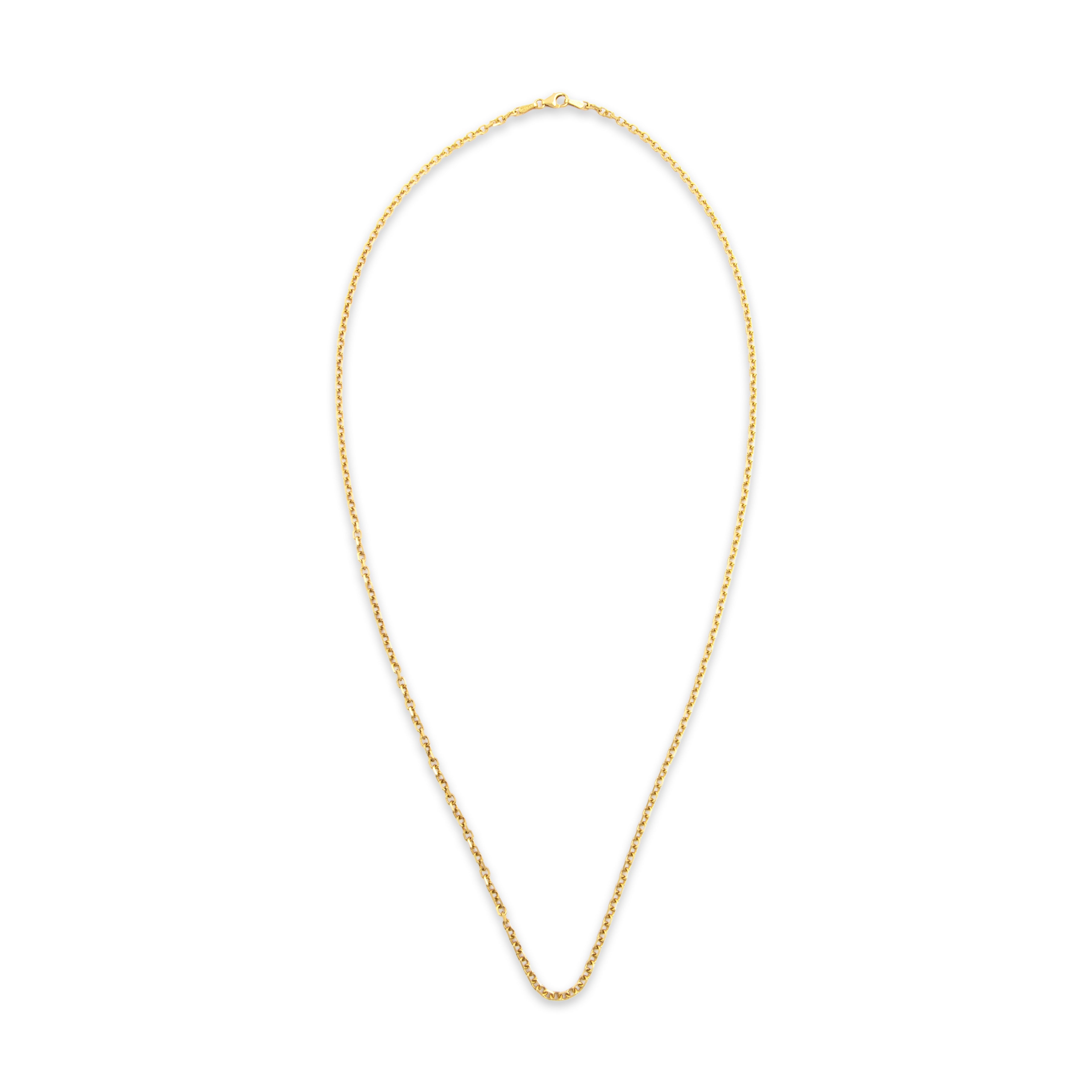 Vintage 14k Yellow Gold Angular Gleaming Cable 2.2mm Chain - Overall view