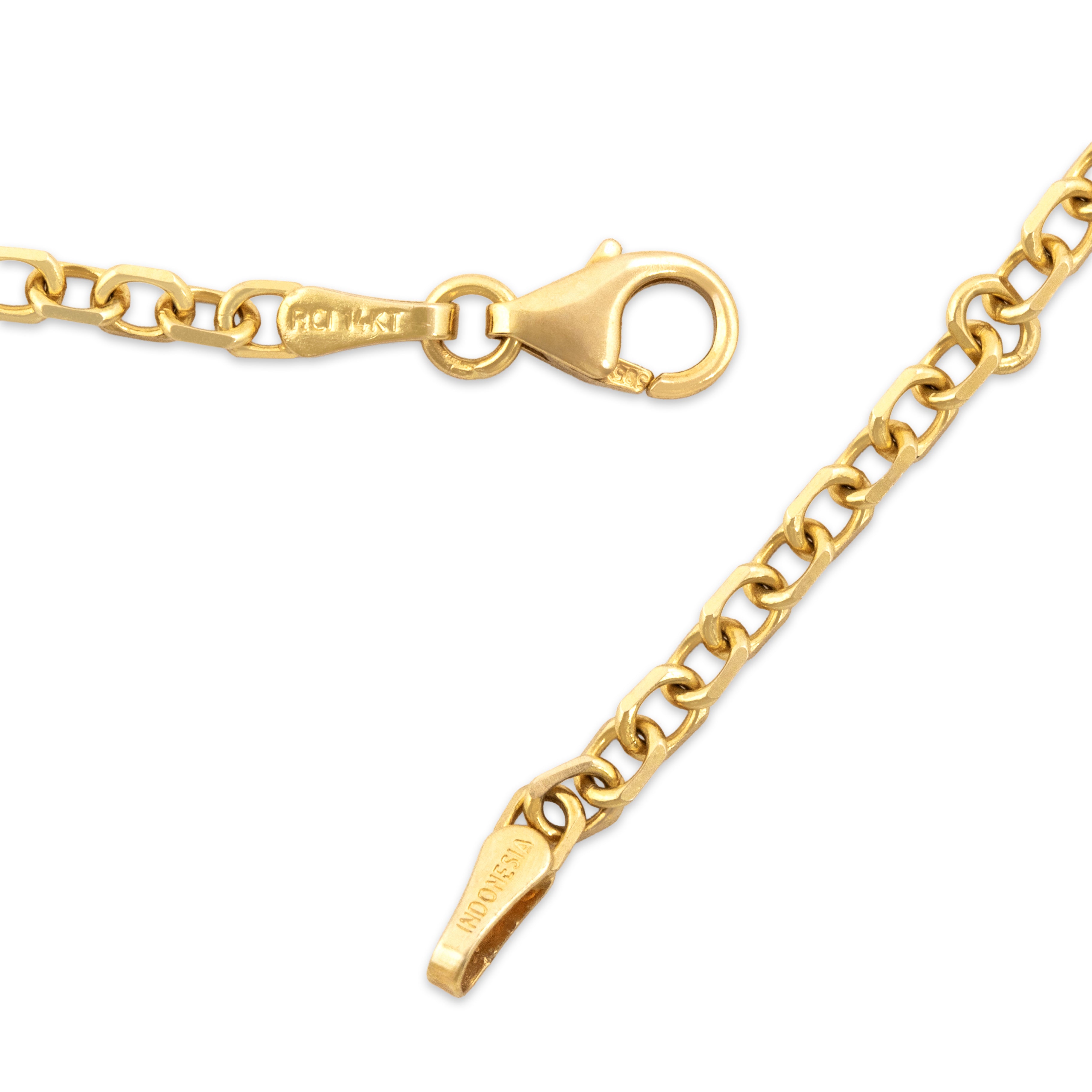 Vintage 14k Yellow Gold Angular Gleaming Cable 2.2mm Chain - clasp view