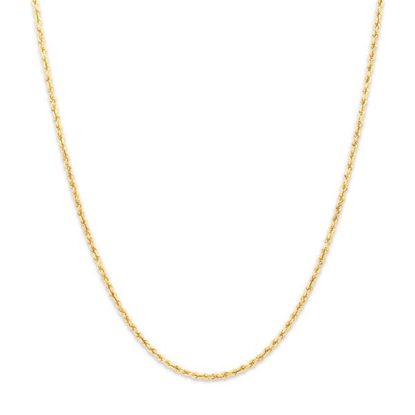 Vintage 14k Yellow Gold Classic Long Twisting 1.6mm Rope Chain 24