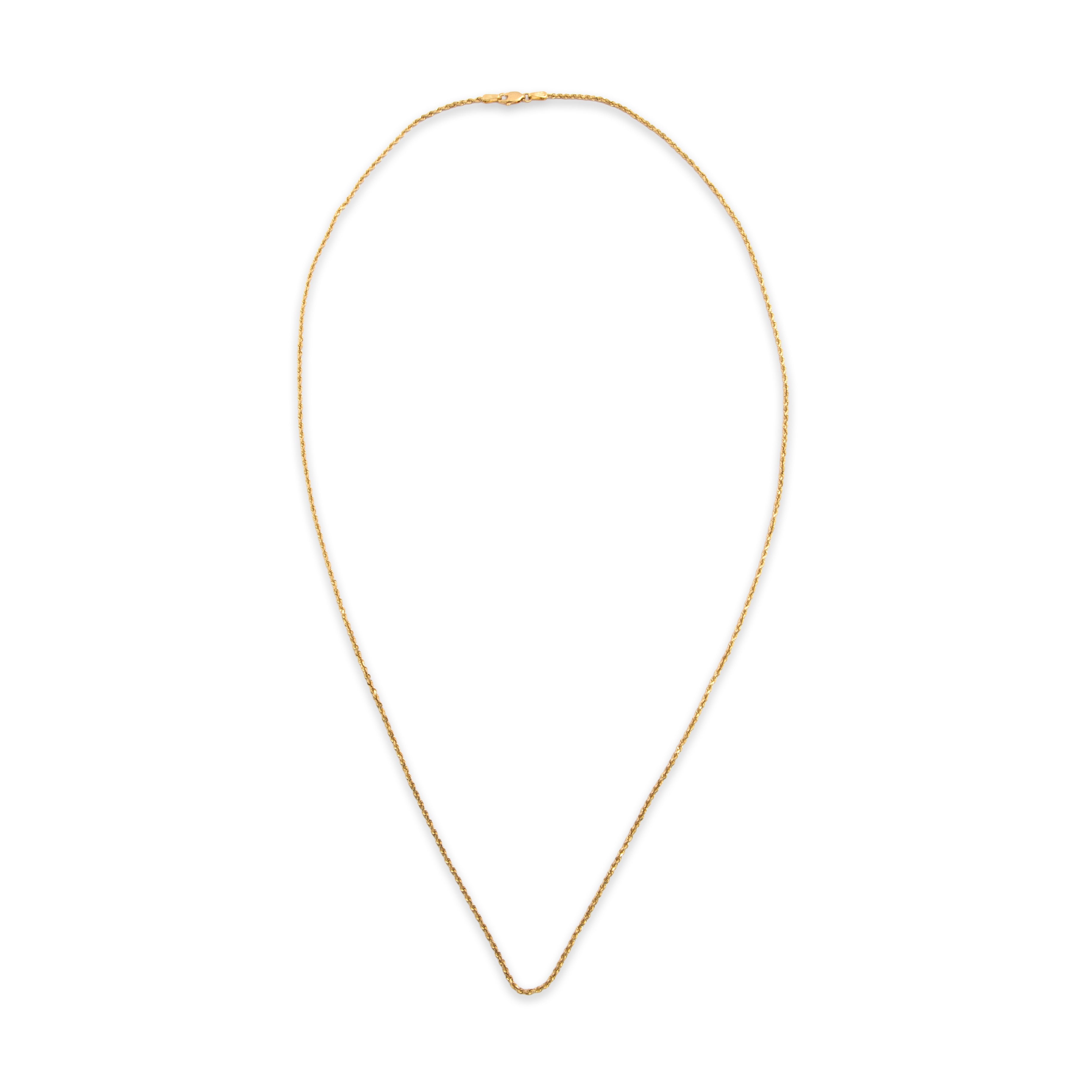 Vintage 14k Yellow Gold Classic Long Twisting Rope 1.6mm Chain - Overall view