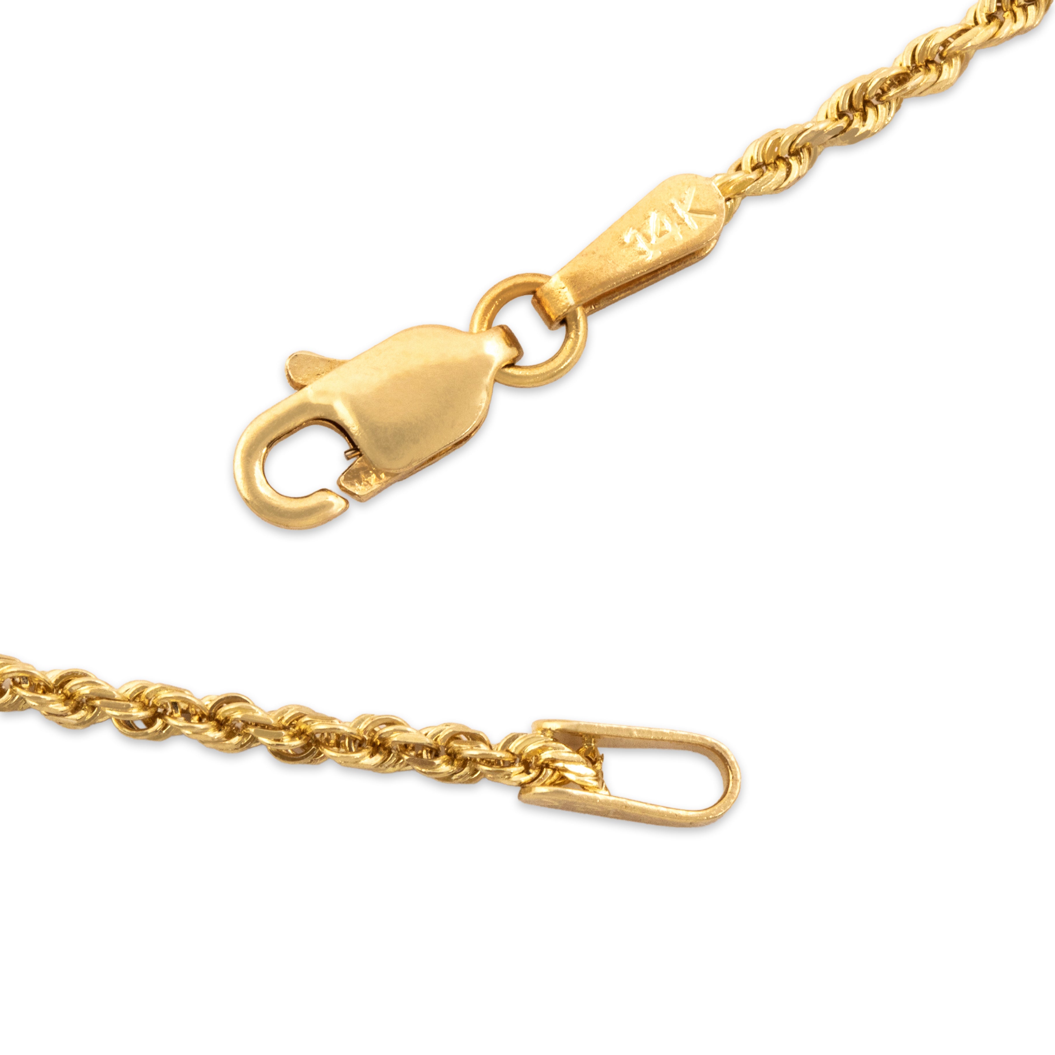 Vintage 14k Yellow Gold Classic Long Twisting Rope 1.6mm Chain - clasp view