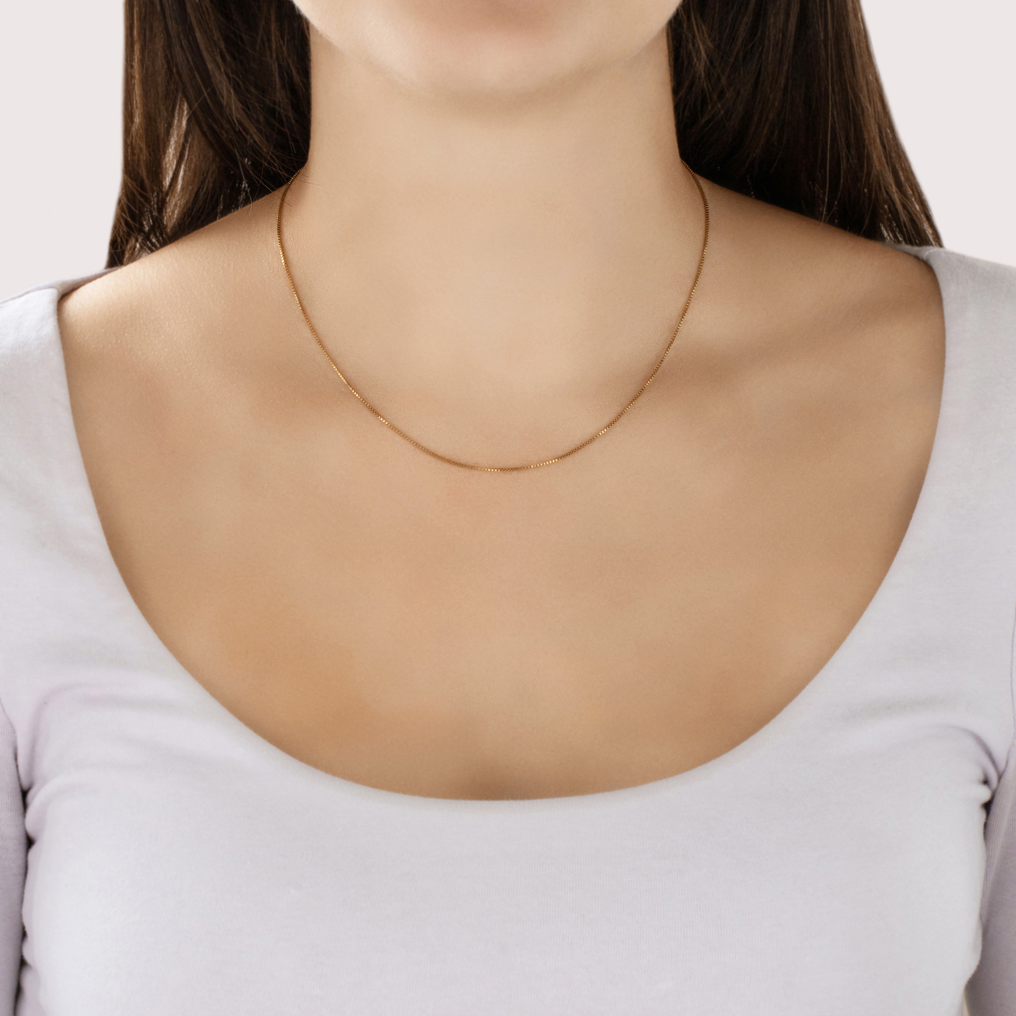 Vintage Italian 14k Yellow Gold Sleek .9mm Box Chain 16.25