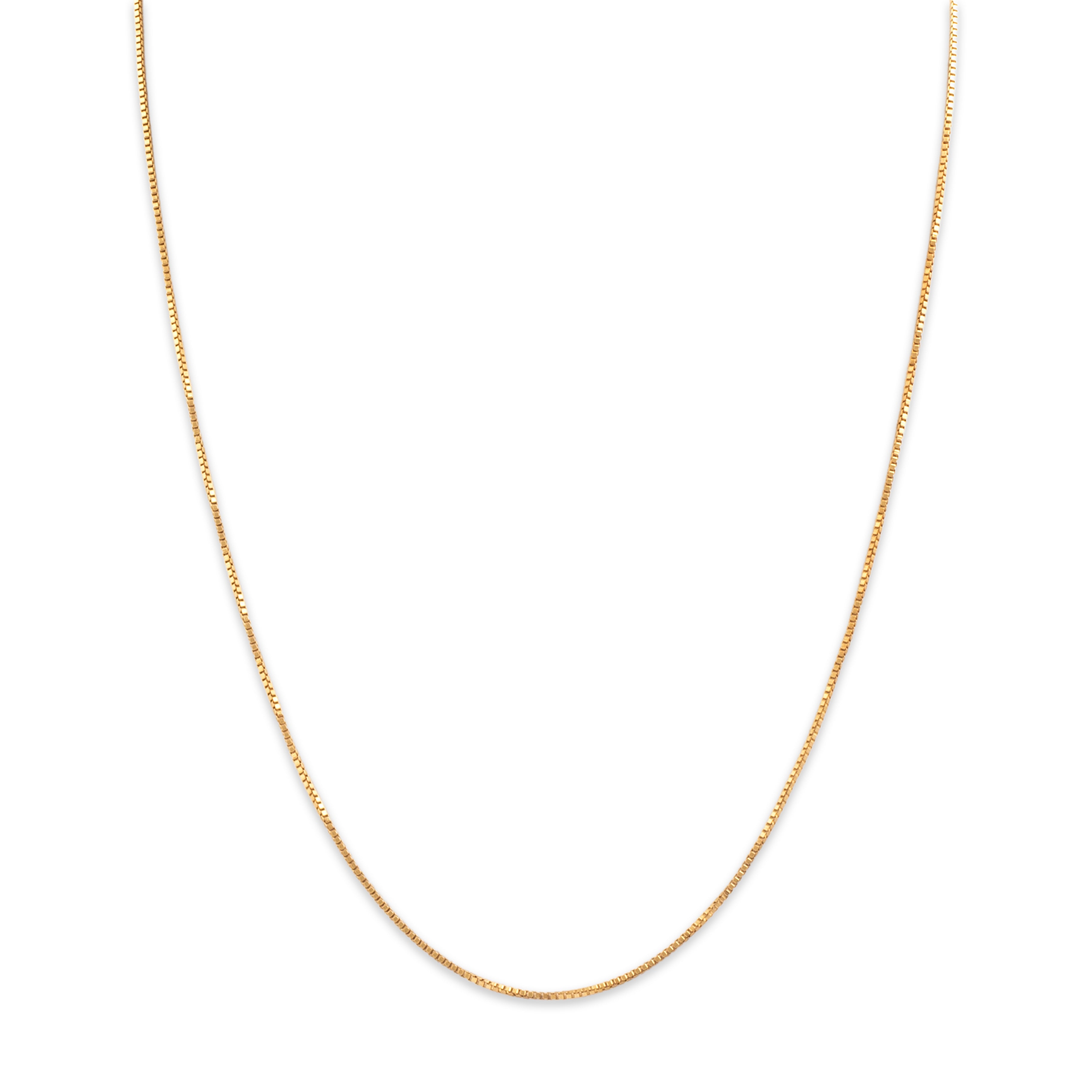 Vintage Italian 14k Yellow Gold Sleek Box Link .9mm (At Chain) Chain - Close-up view