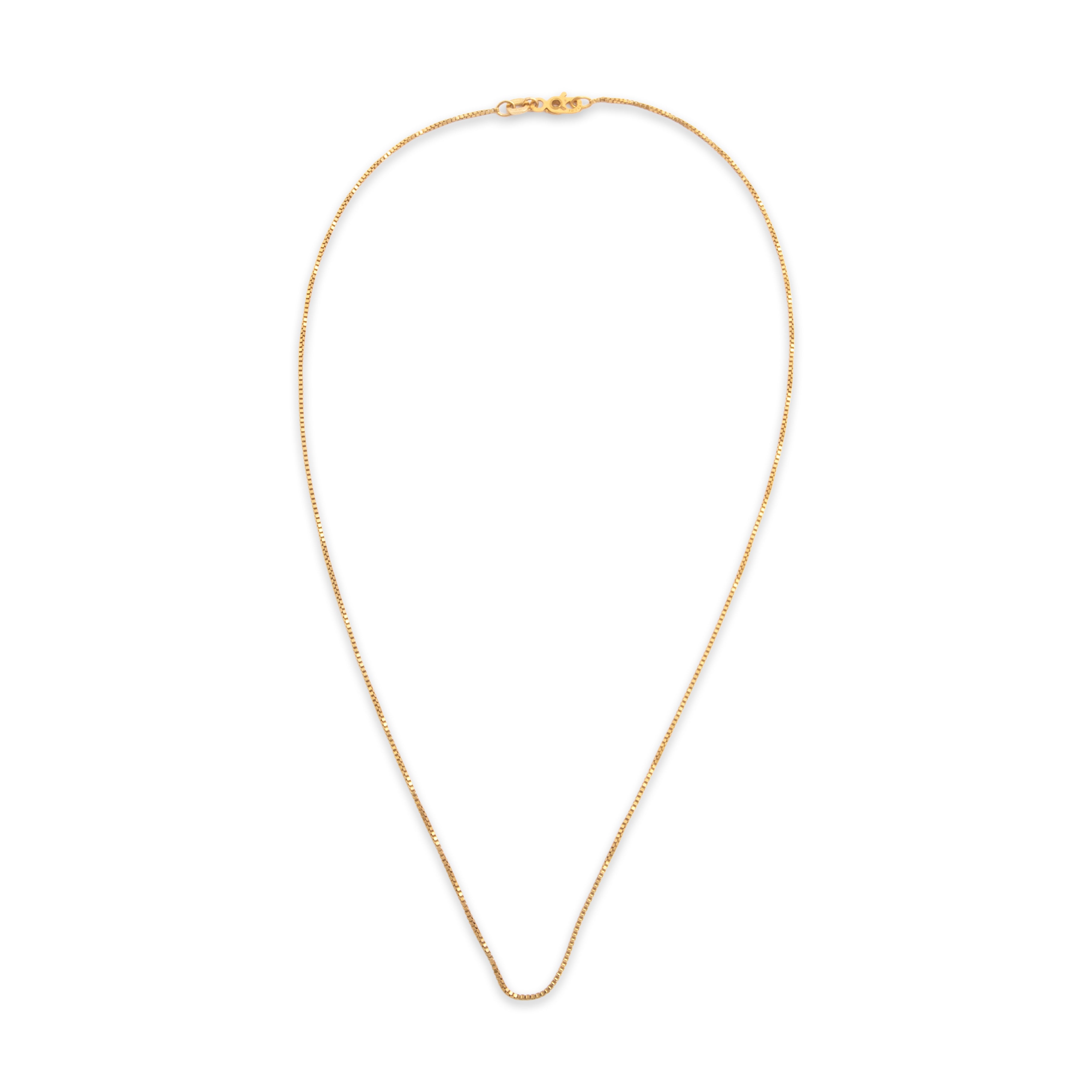 Vintage Italian 14k Yellow Gold Sleek Box Link .9mm (At Chain) Chain - Overall view