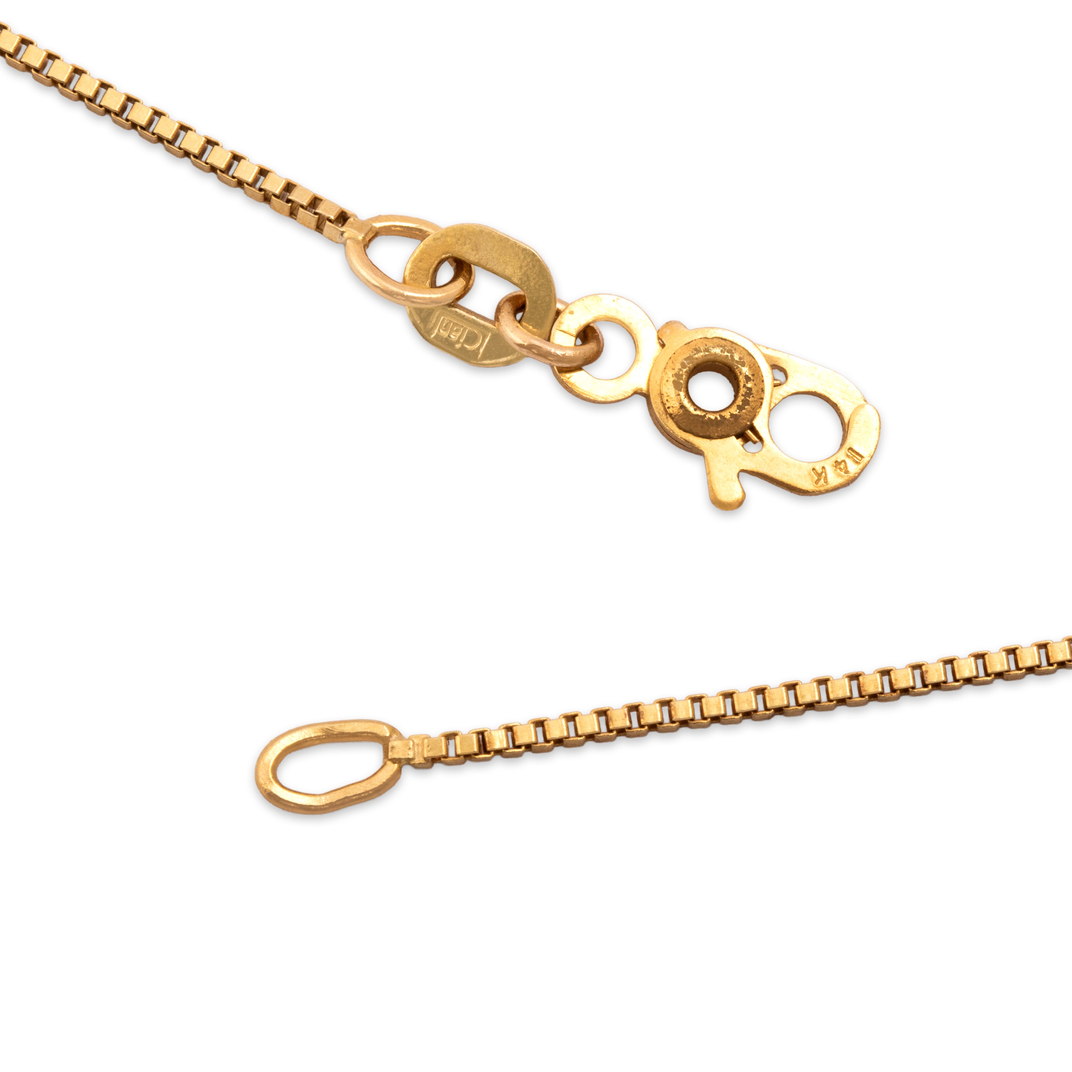 Vintage Italian 14k Yellow Gold Sleek Box Link .9mm (At Chain) Chain - clasp view