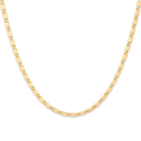 Vintage Italian 14k Yellow Gold Gleaming Flat Link Necklace 18