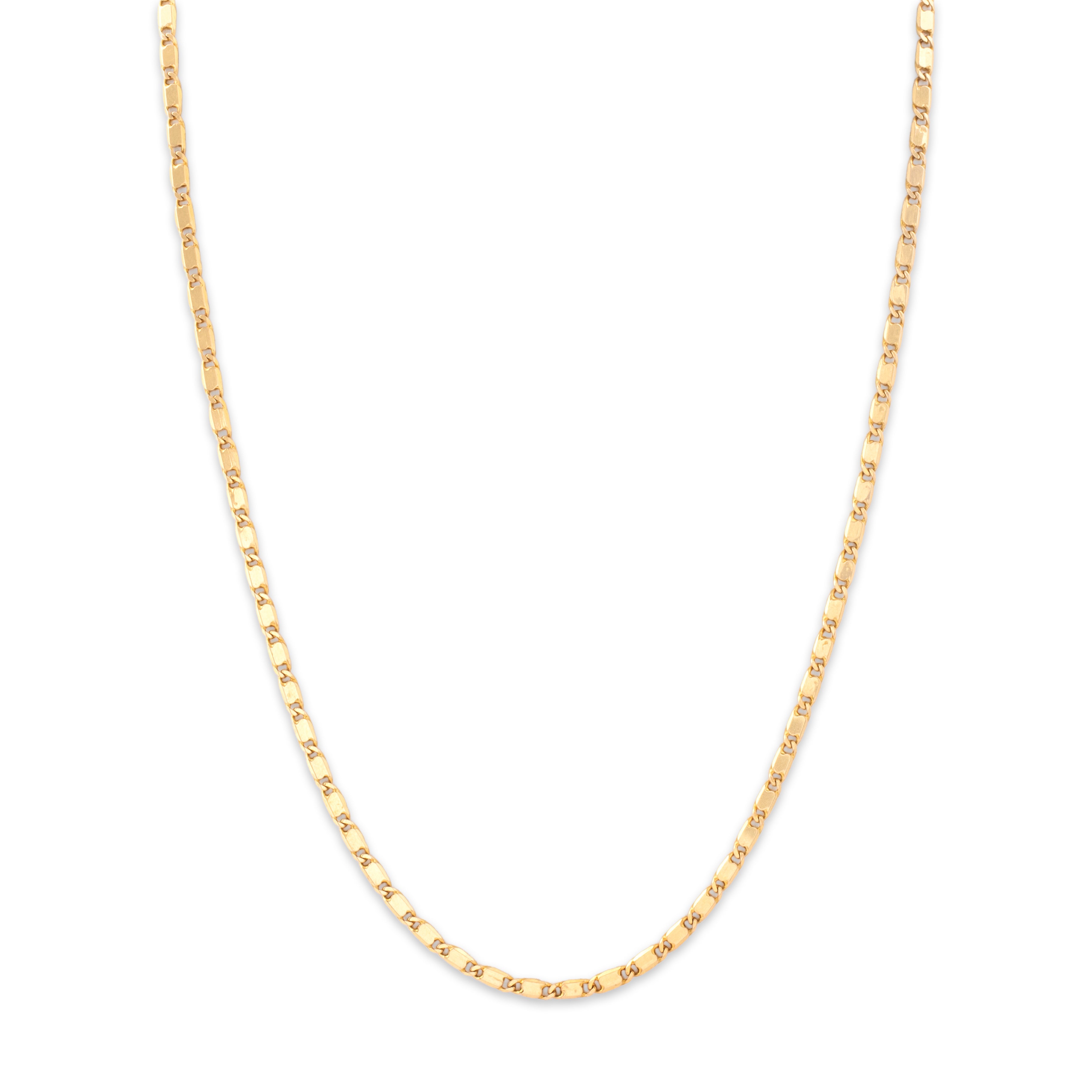 Vintage Italian 14k Yellow Gold Gleaming Flat Link Necklace - detail view #1