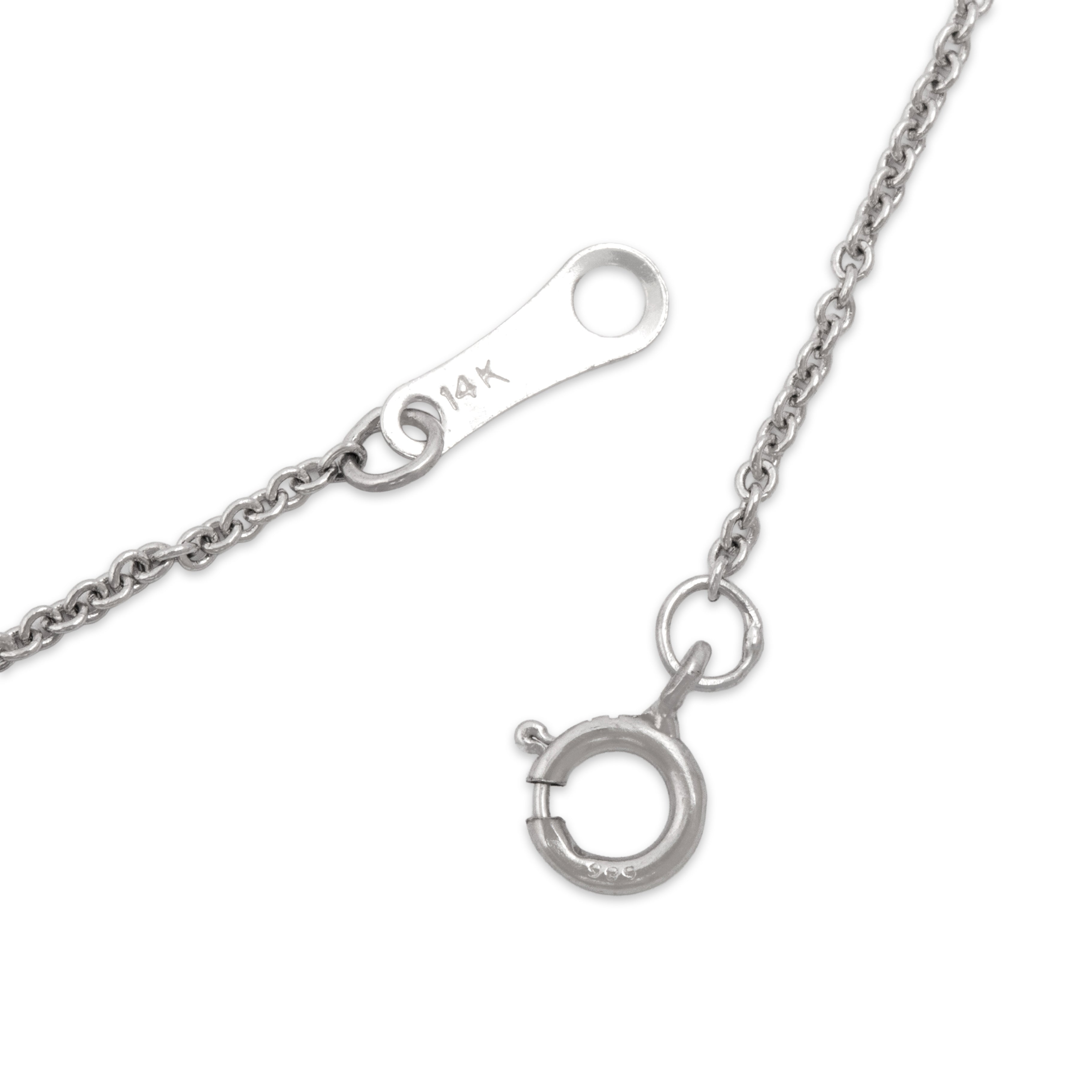 Vintage 14k White Gold Cable Link 1.1mm Chain  - clasp view