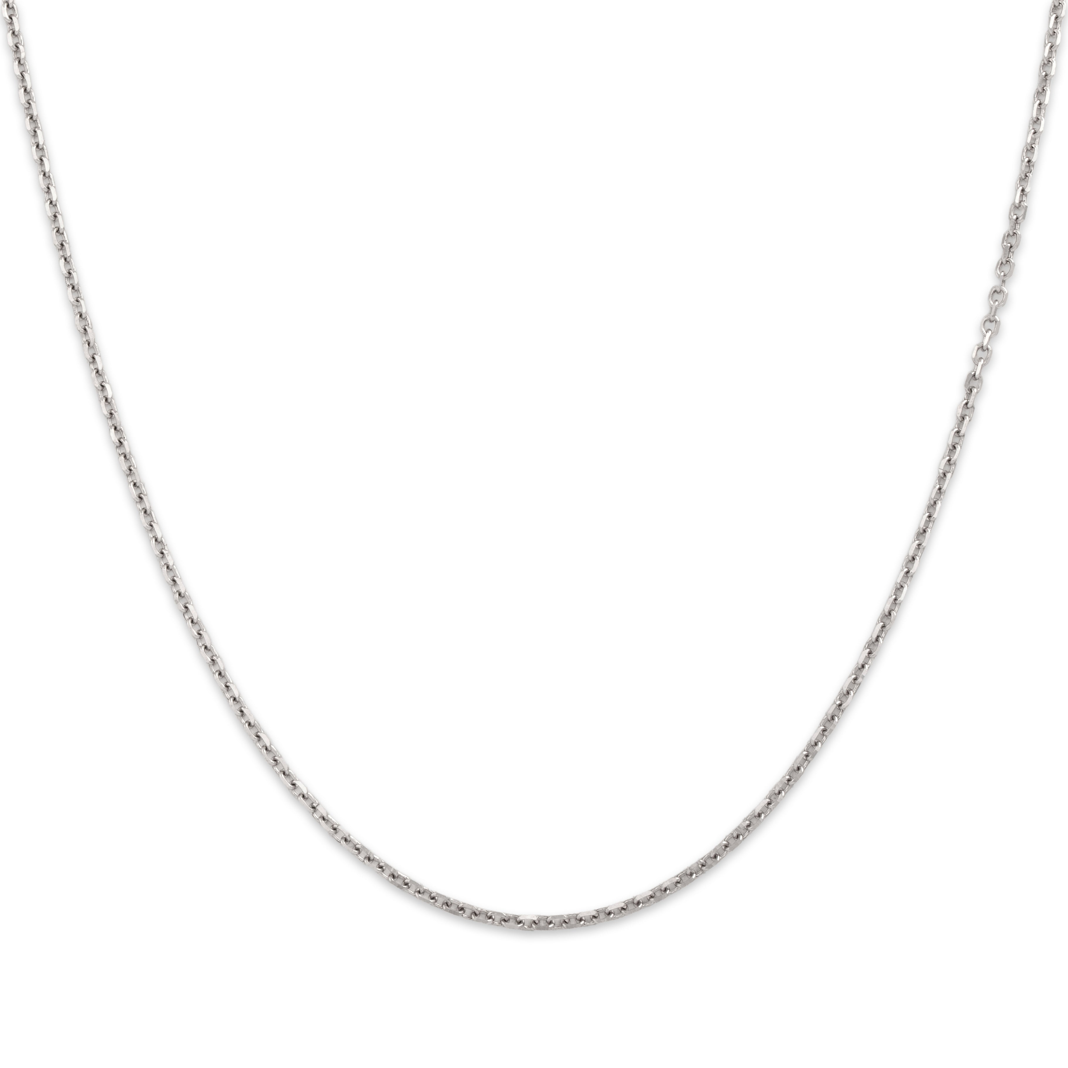 Estate 14k White Gold Flashing Cable 1.5mm Chain - Close-up view
