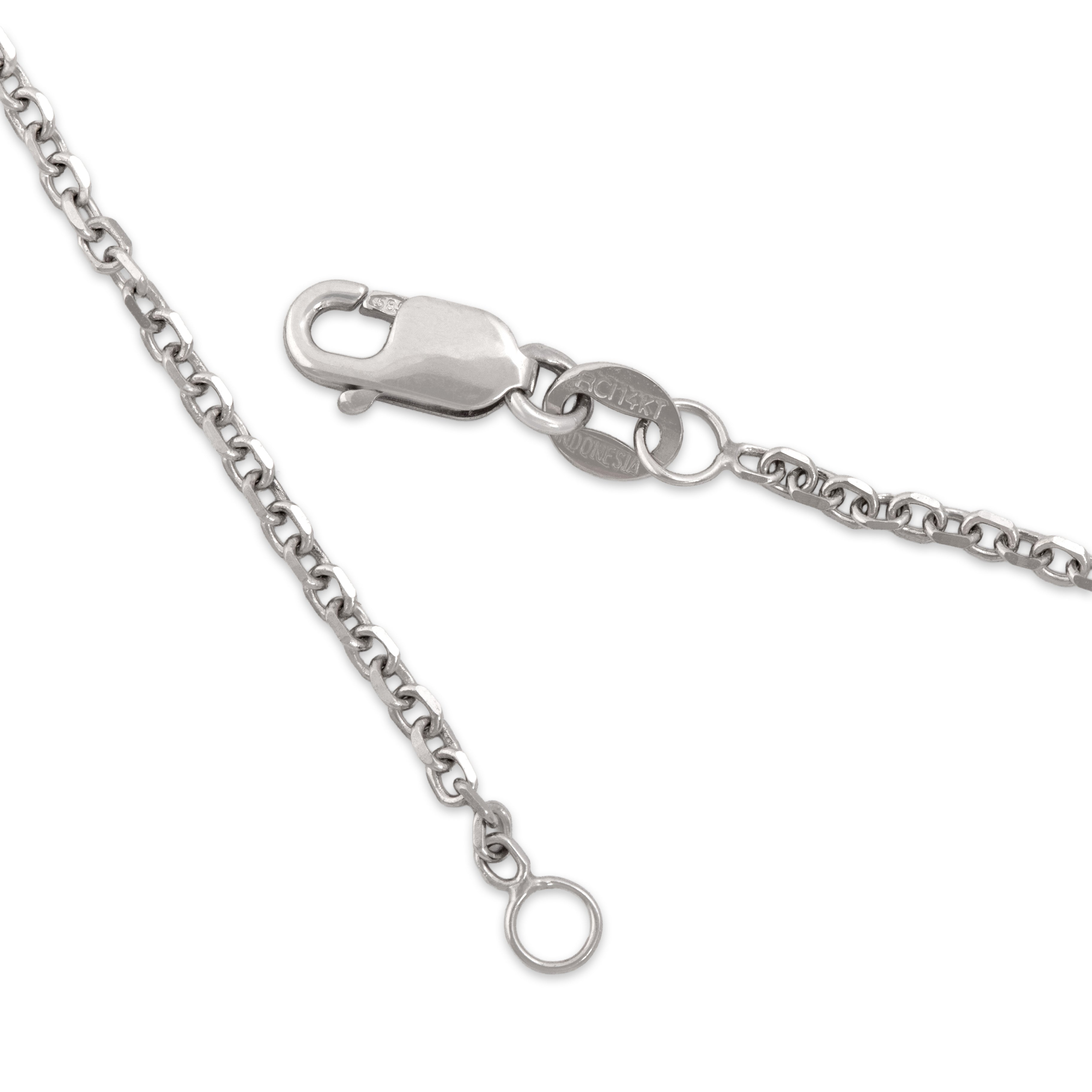 Estate 14k White Gold Flashing Cable 1.5mm Chain - clasp view