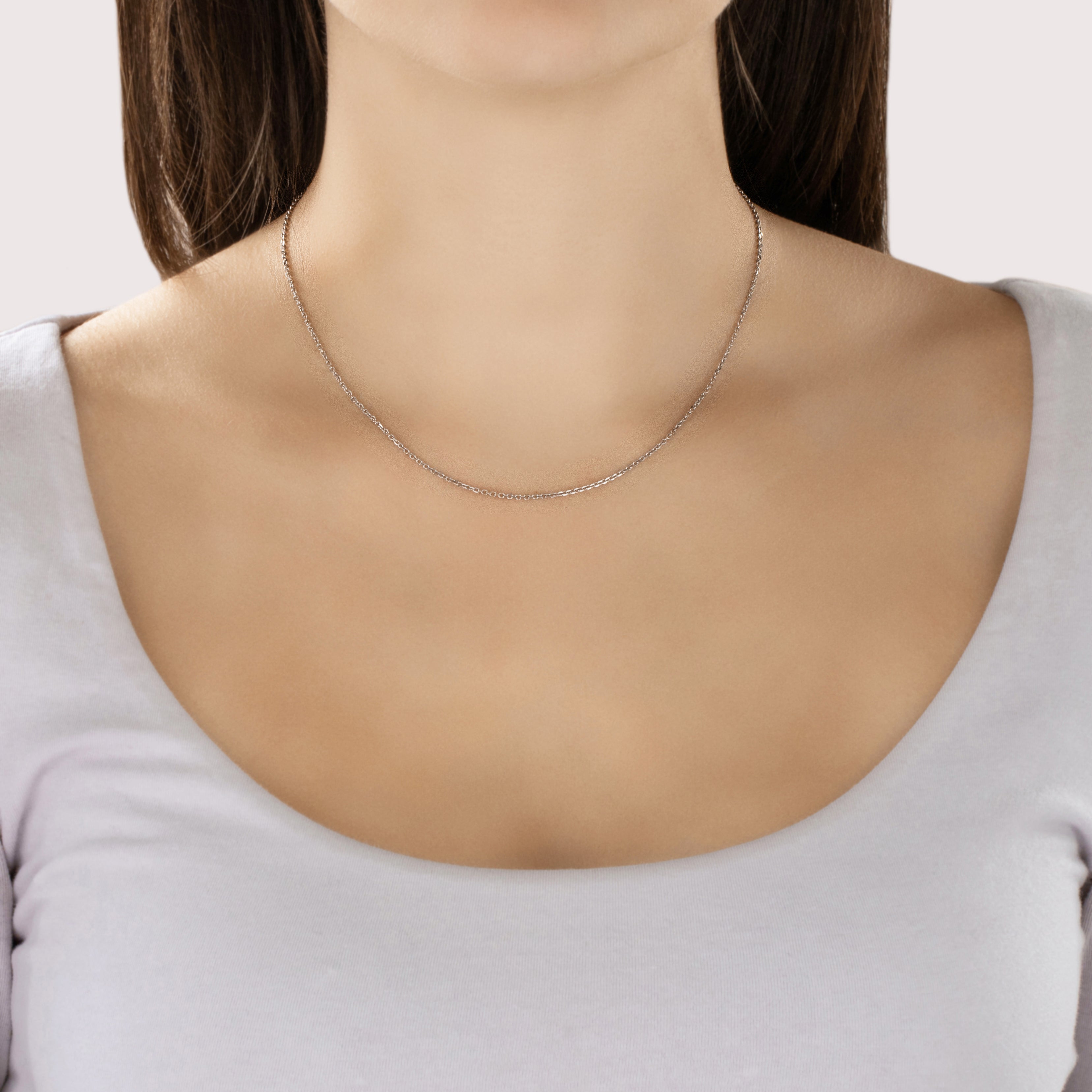 Vintage 14k White Gold Sleek Cable 1.5mm Chain 16.25